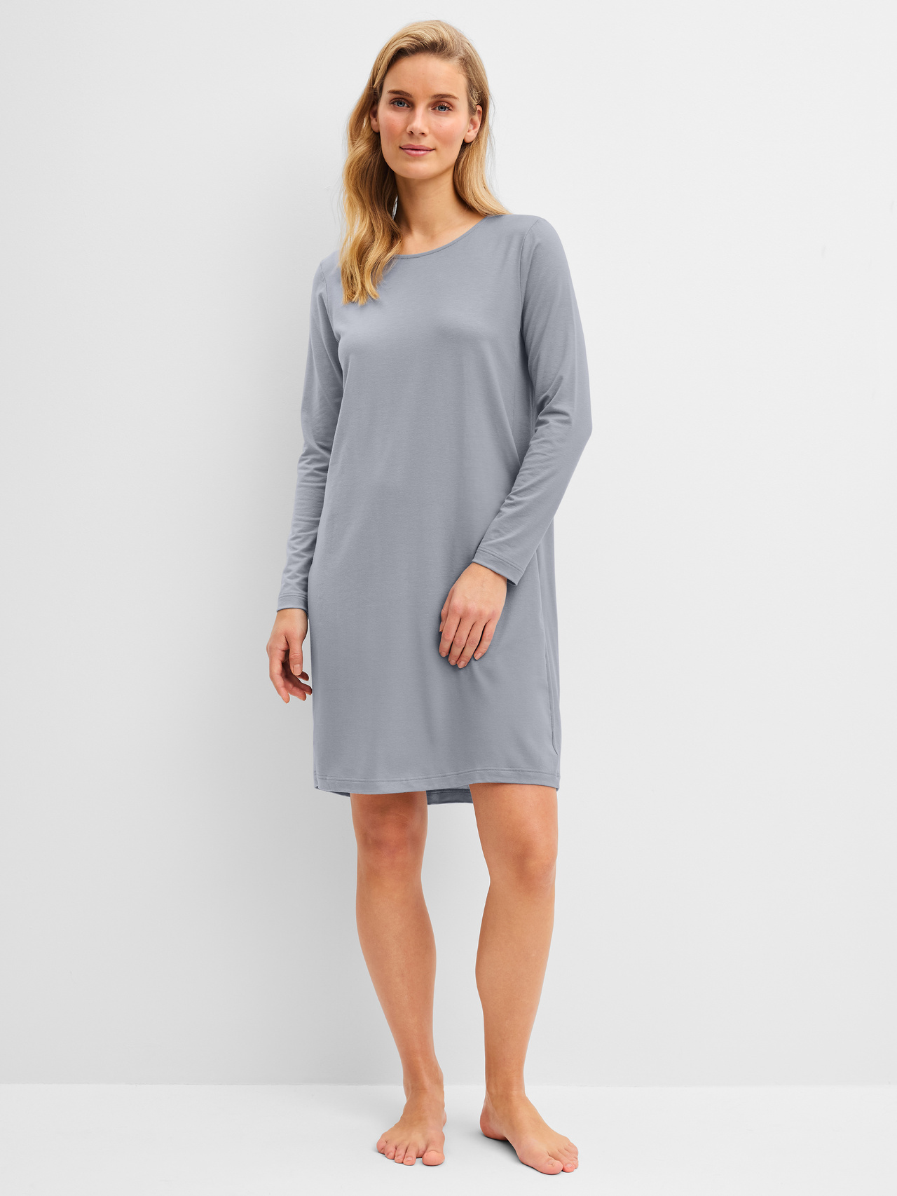 CALIDA DSW Warming Langarm-Nachthemd, Länge 95 cmfür Damen, XS, Grau, Wärmt angenehm, fühlt sich seidig an
