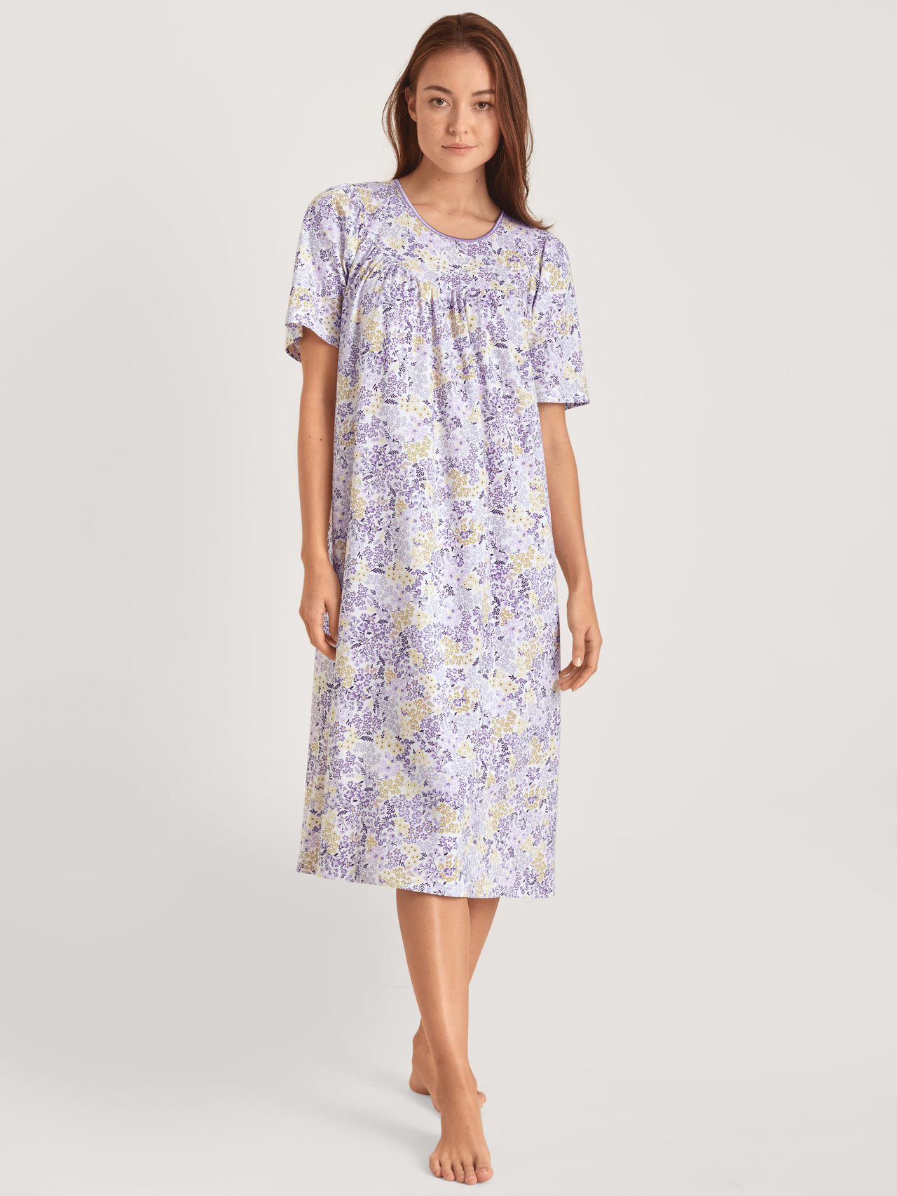 CALIDA Soft Cotton Kurzarm-Nachthemd, Länge 110cmfür Damen, S, Violett, Klassisch schön und feminin