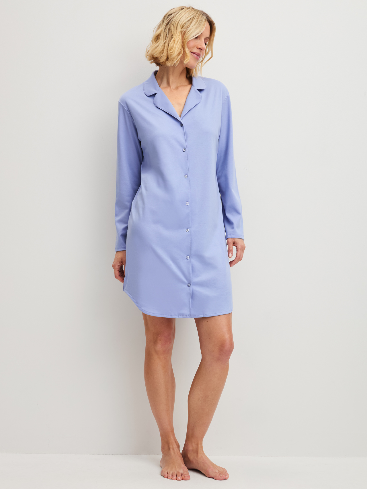 CALIDA EDITION 85 Langarm-Nachthemd, Länge 95 cmfür Damen, L, Blau, Vertraute Klassiker im Jubiläumsdesign