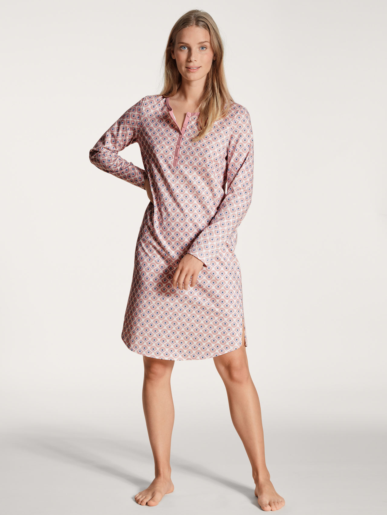 CALIDA Lovely Nights Nightdress, Länge 100cmfür Damen, L, Rosa, Verliebt in erholsame Nächte