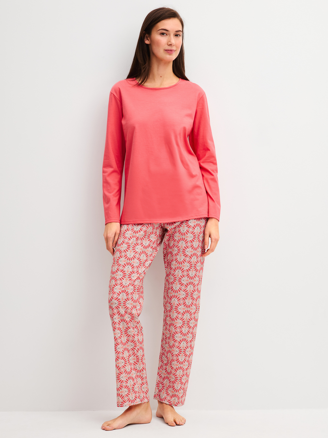 CALIDA Cotton Special Pyjama, langfür Damen, XS, Rot, Natürlich weich – dein Pyjama für jede Jahreszeit
