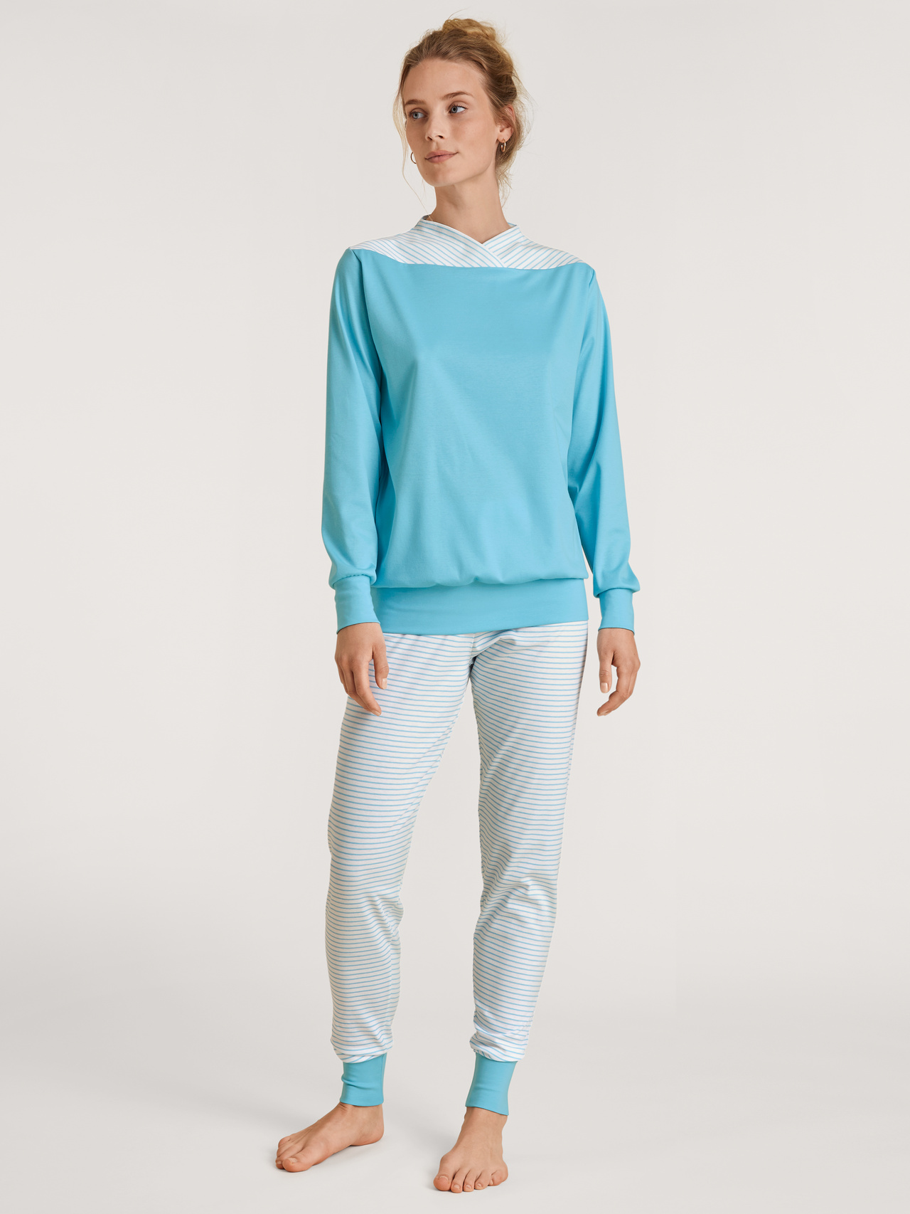 CALIDA Soulmate Bündchen-Pyjamafür Damen, M, Türkis, Soulmate