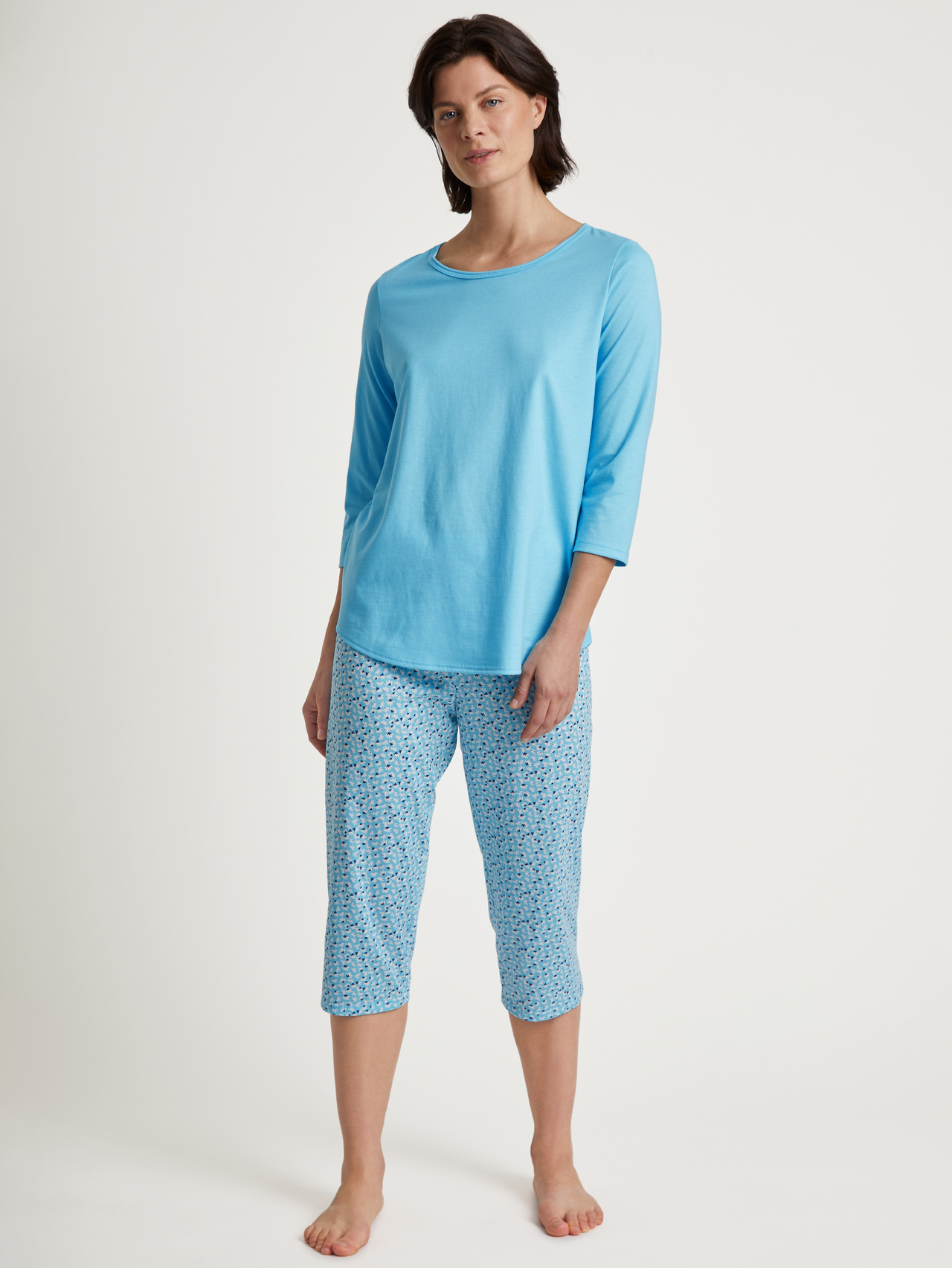 CALIDA Cotton Special 3/4-Pyjamafür Damen, XS, Türkis, Special