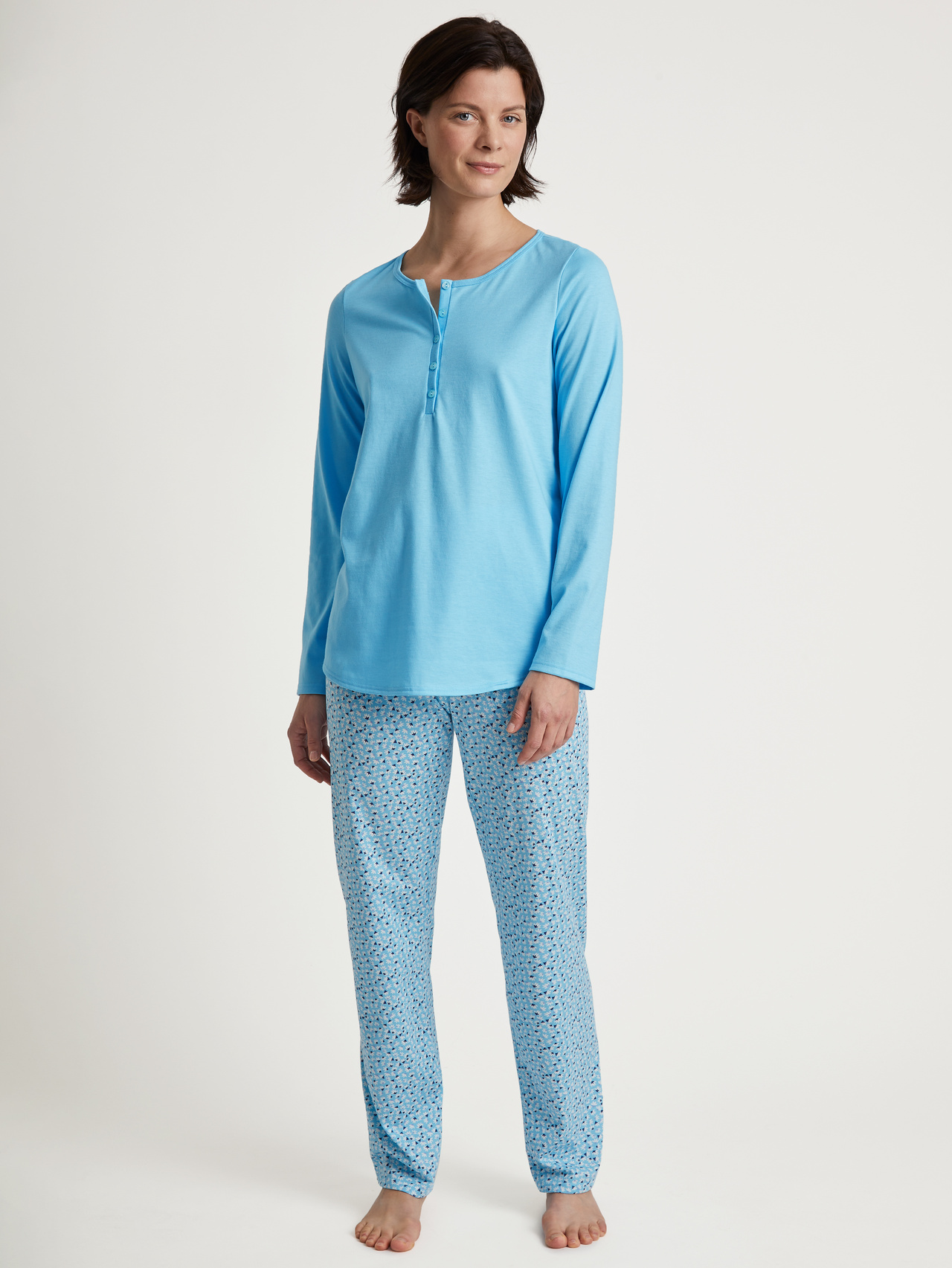 CALIDA Cotton Special Pyjama, langfür Damen, XS, Türkis, Special