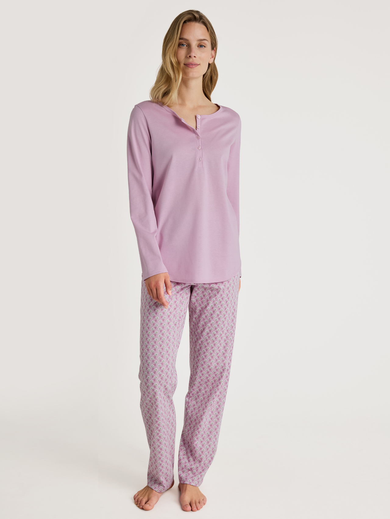 CALIDA Cotton Special Pyjama, langfür Damen, L, Rosa, In 100% Baumwolle durch eine erholsame Nacht