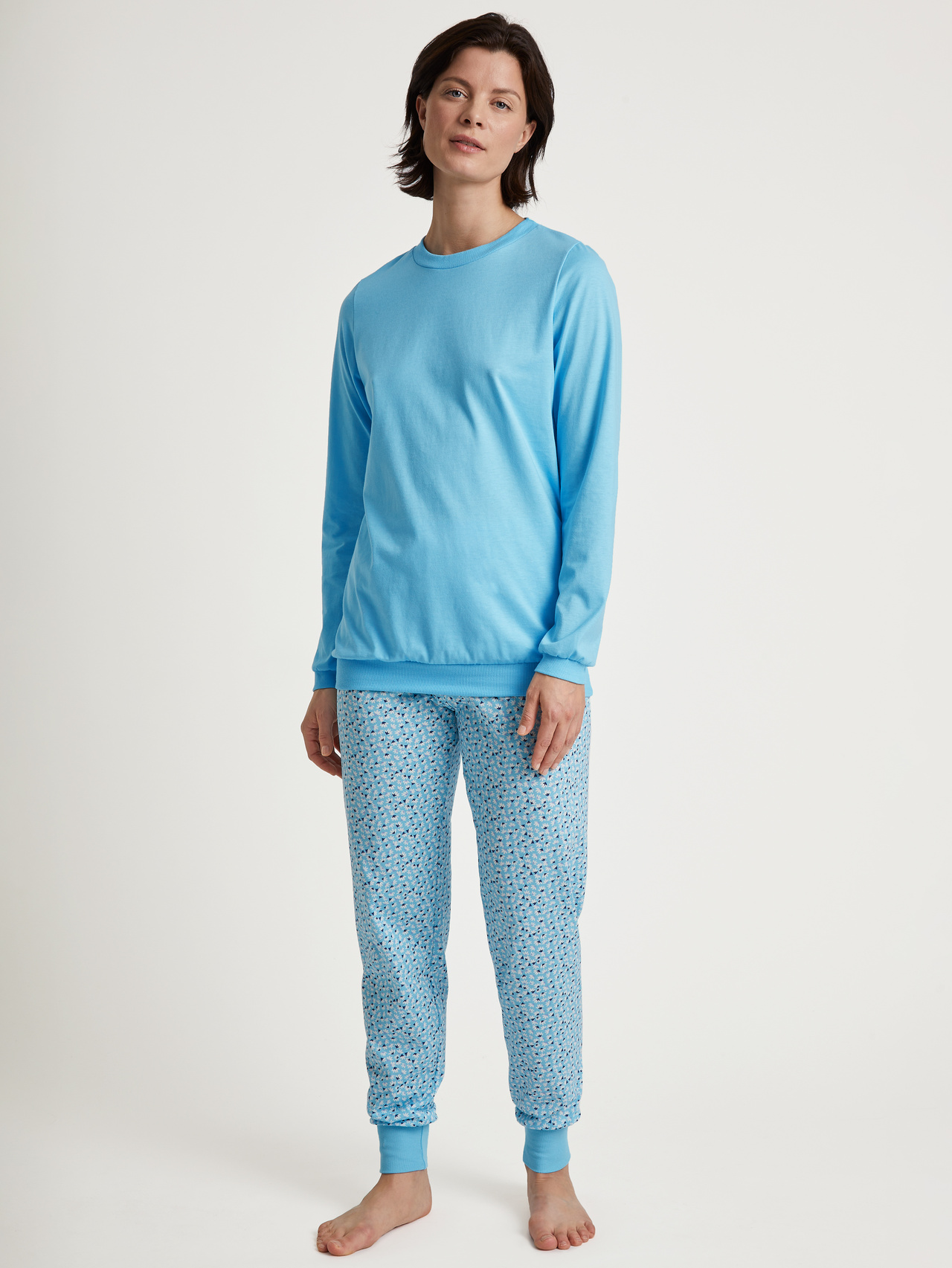 CALIDA Cotton Special Bündchen-Pyjamafür Damen, XS, Türkis, Special