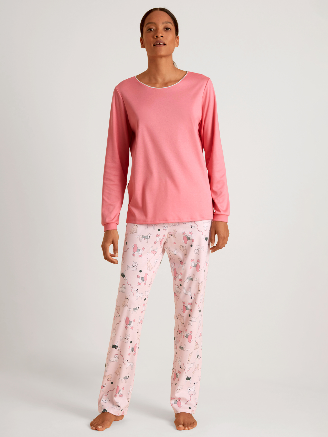 CALIDA Dog Dreams Pyjamafür Damen, L, Rosa, Für den Partnerlook