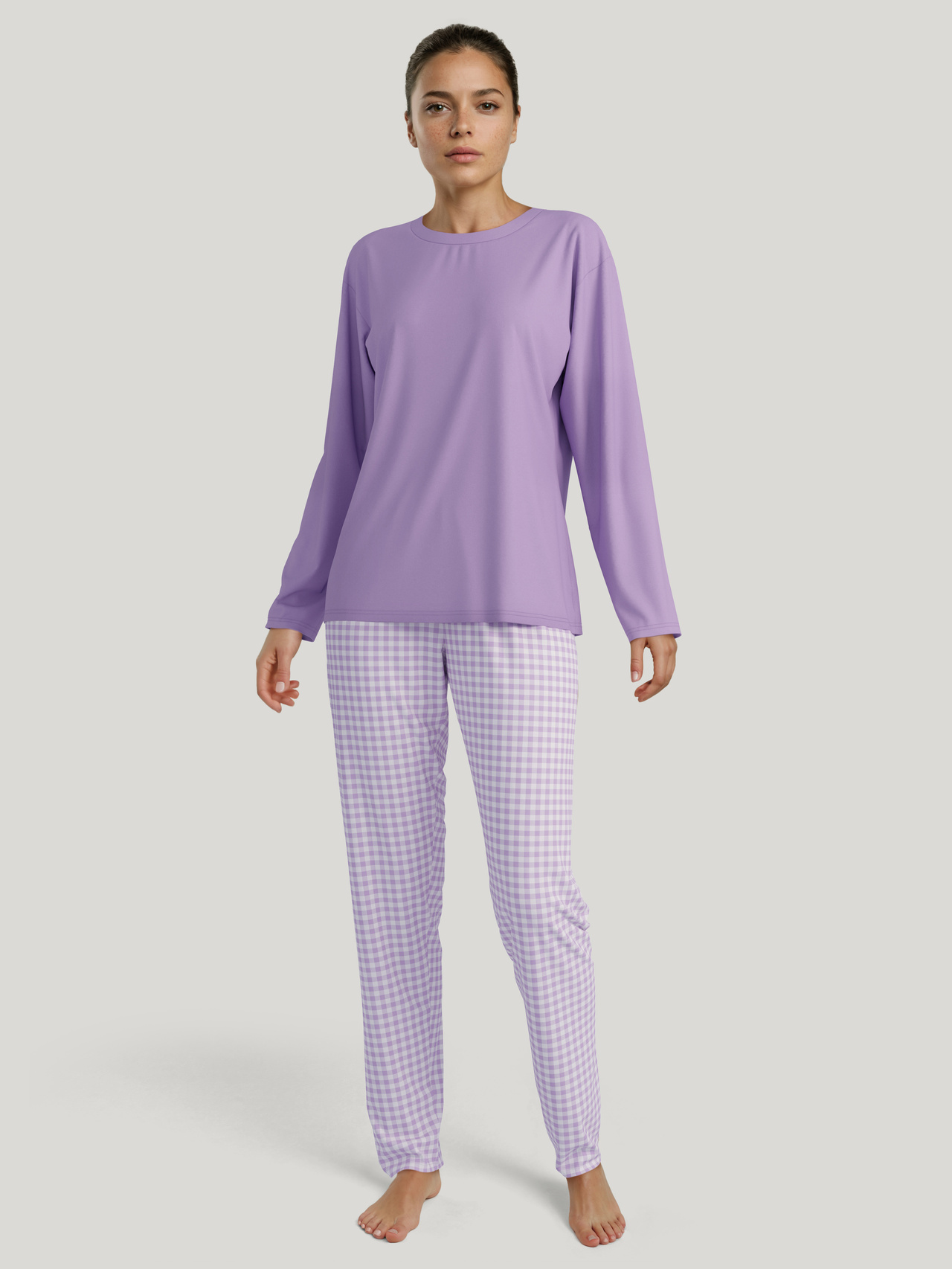 CALIDA Nightwear Xtra Pyjama langfür Damen, L, Violett, Schlafkomfort aus 100% Baumwolle