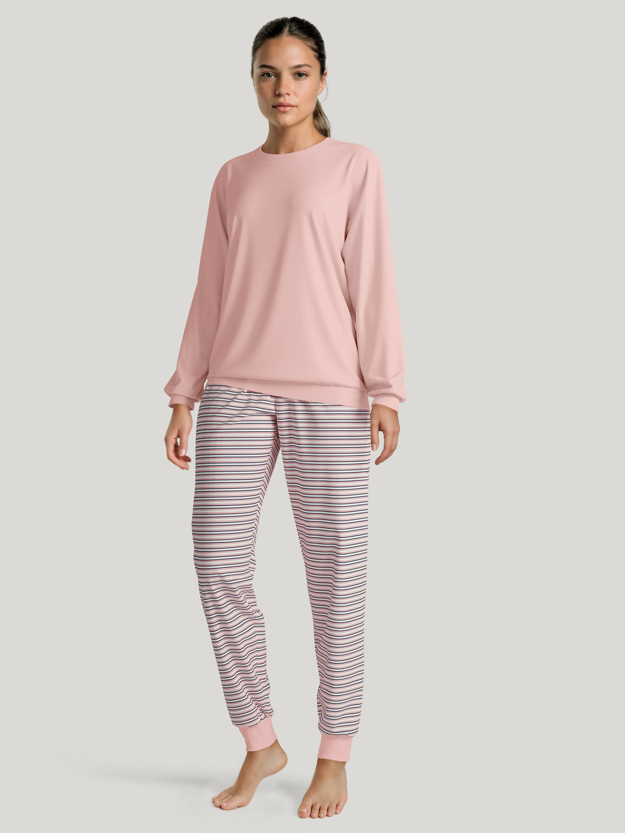 CALIDA Nightwear Xtra Bündchen-Pyjamafür Damen, XS, Rosa, Zeitlose Nachtwäsche aus reiner Baumwolle