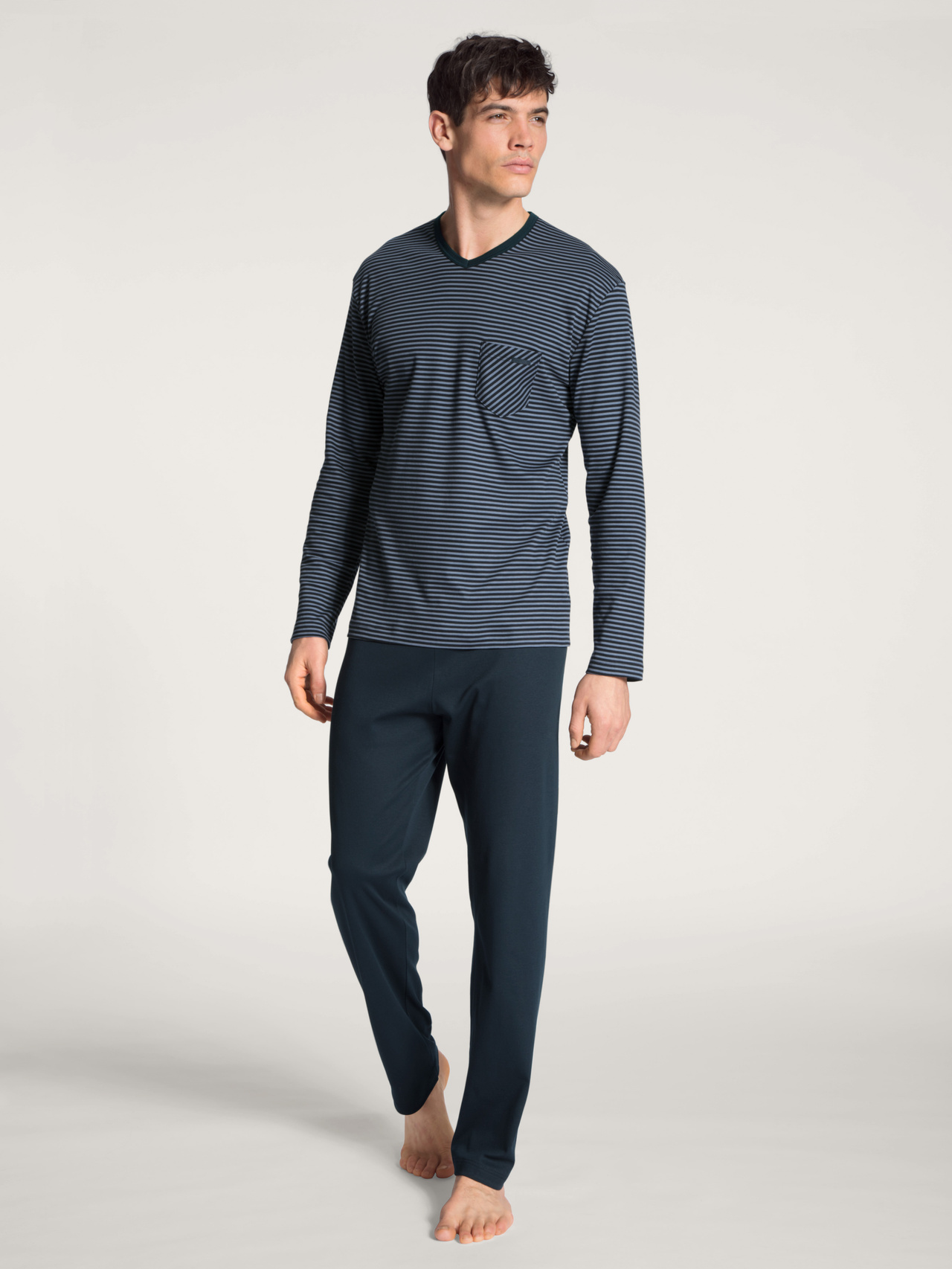 CALIDA Relax Streamline Pyjama, langfür Herren, S, Blau, Absoluter Komfort für jede Nacht