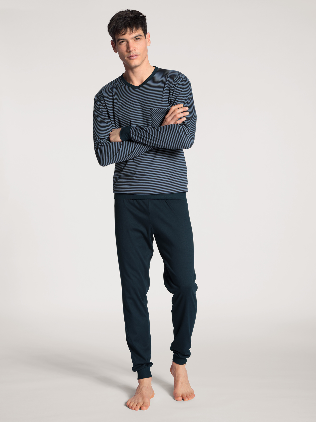CALIDA Relax Streamline Bündchen-Pyjamafür Herren, XXL, Blau, Absoluter Komfort für jede Nacht