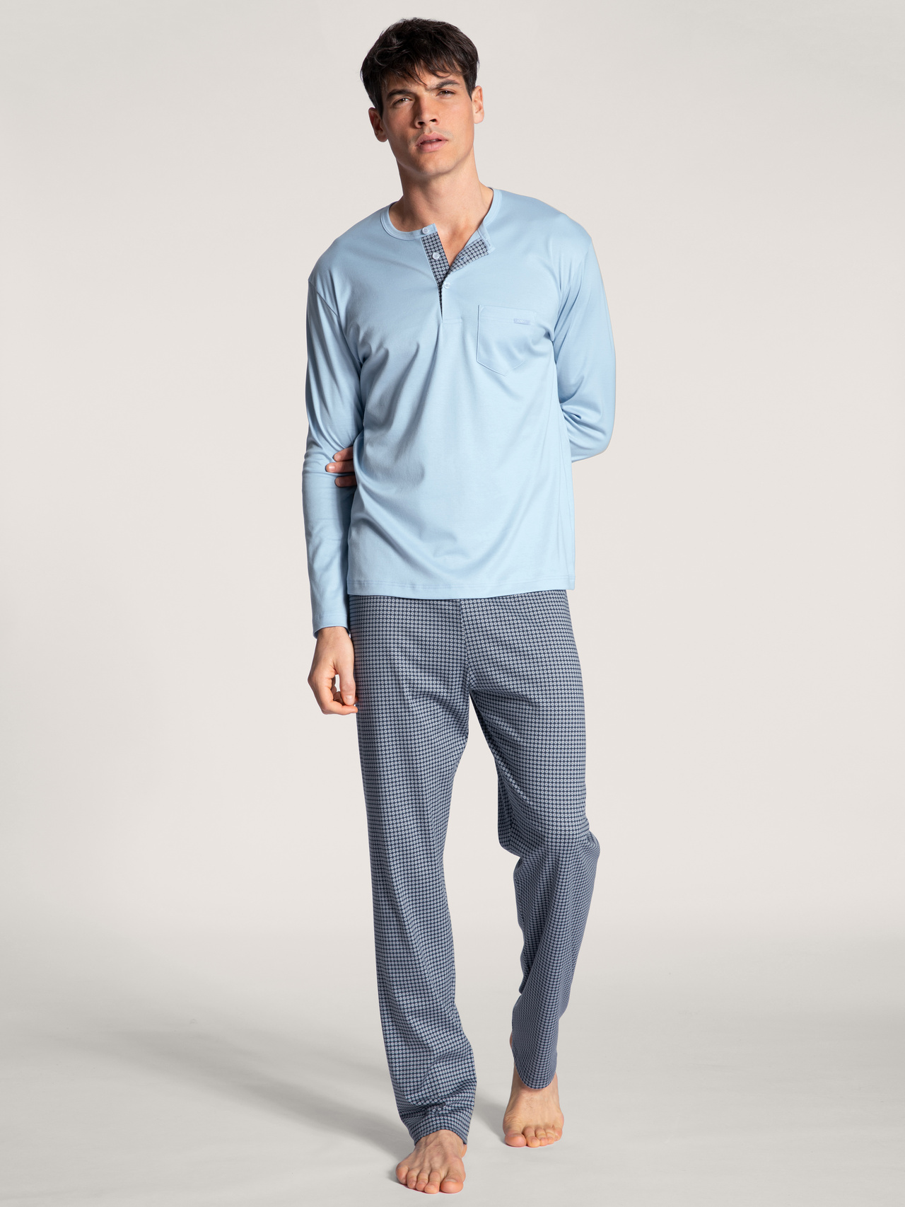 CALIDA Relax Choice Pyjama langfür Herren, XXL, Blau, Edelste Baumwolle für einen erholsamen Schlaf