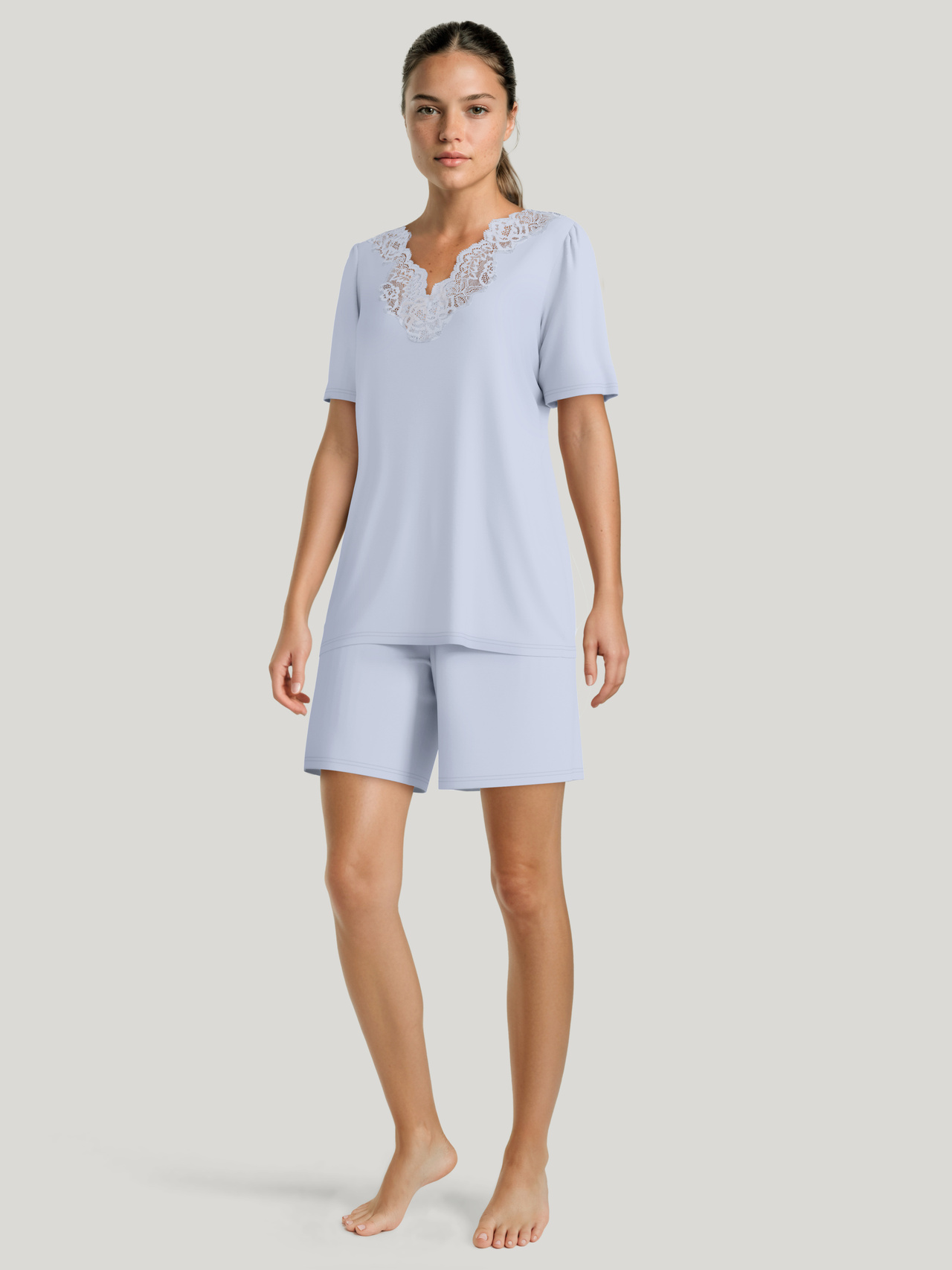 CALIDA Nightwear Xtra Kurz-Pyjamafür Damen, M, Blau, Atmungsaktiver Komfort für erholsamen Schlaf