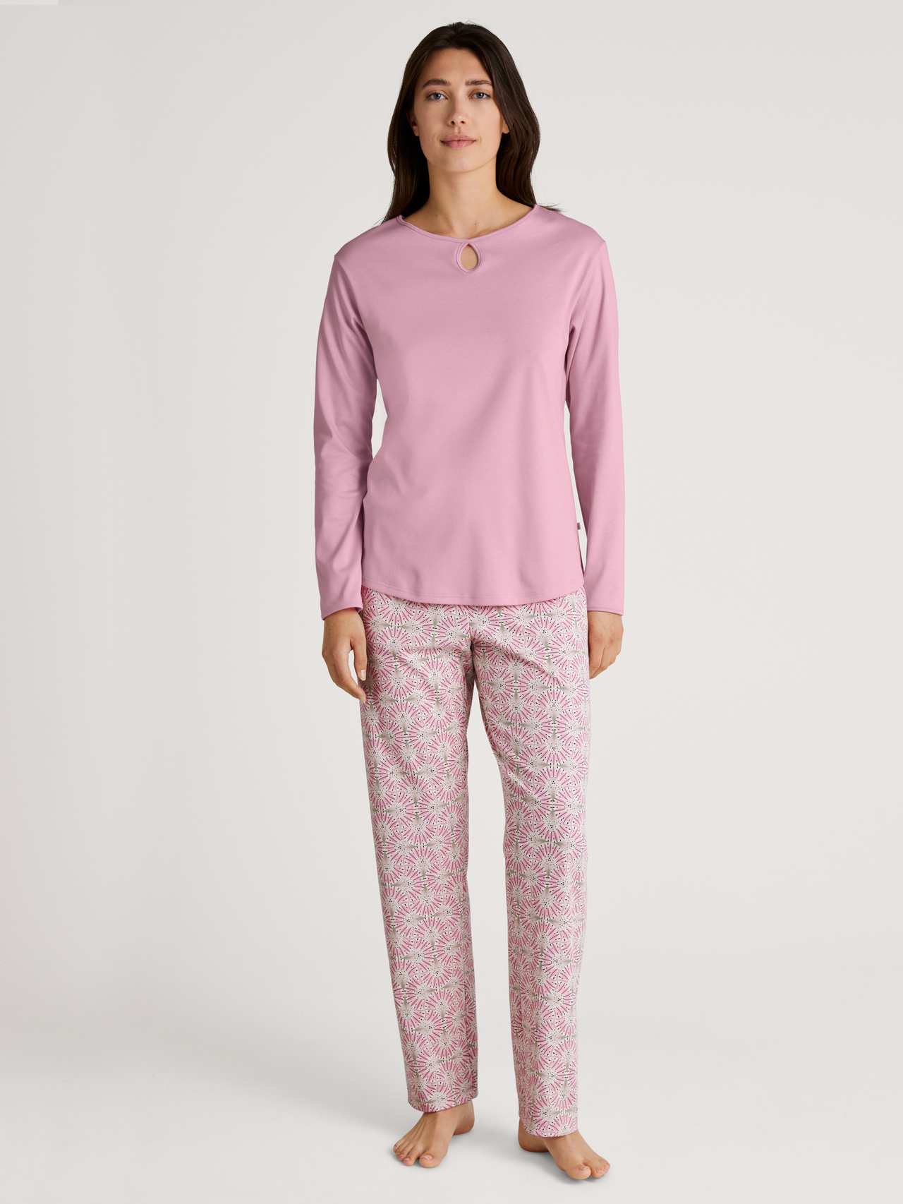 CALIDA Sweet Dreams Pyjama, langfür Damen, S, Rosa, 100% Baumwolle, die zum Träumen einlädt