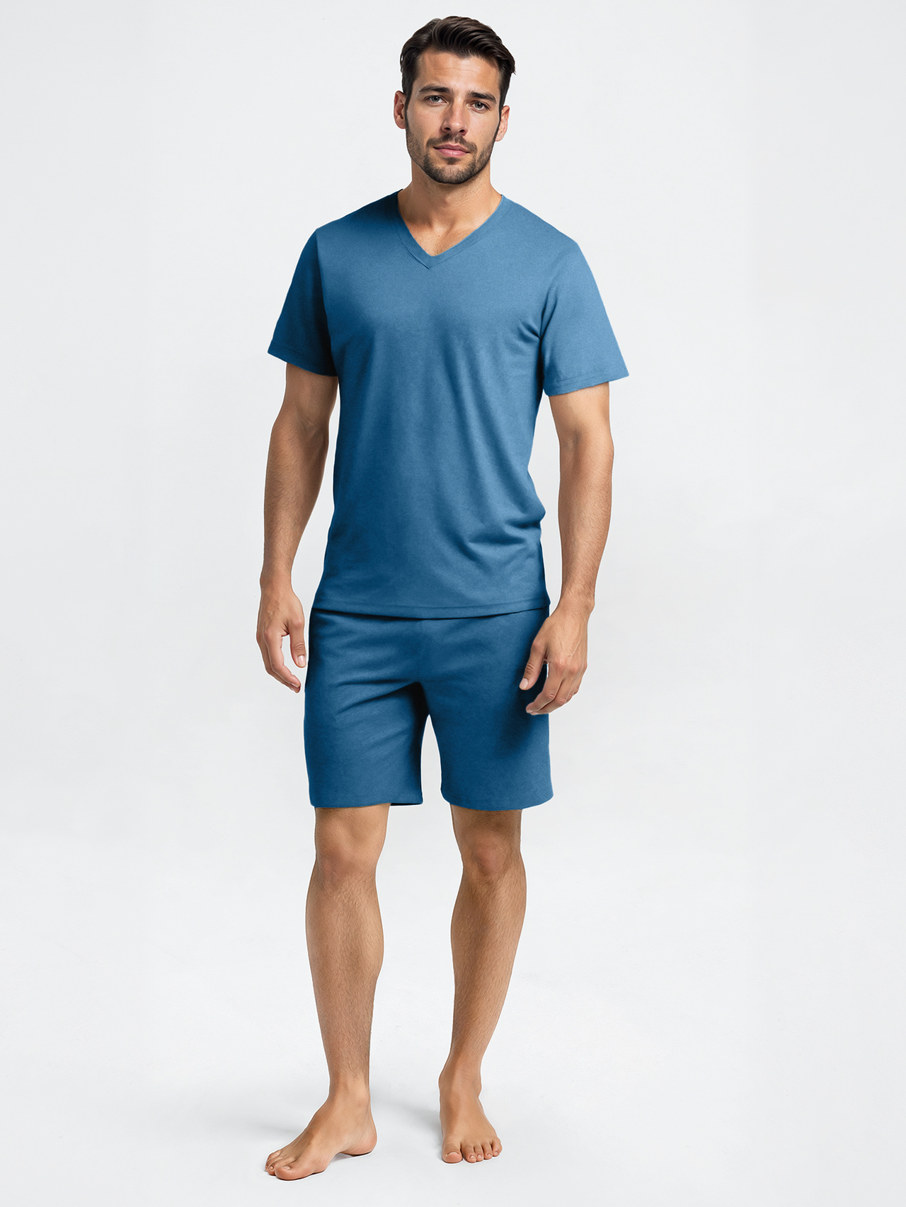 CALIDA Nightwear Xtra Kurz-Pyjamafür Herren, M, Blau, Natürlich, weich & komfortabel – für erholsame Nächte