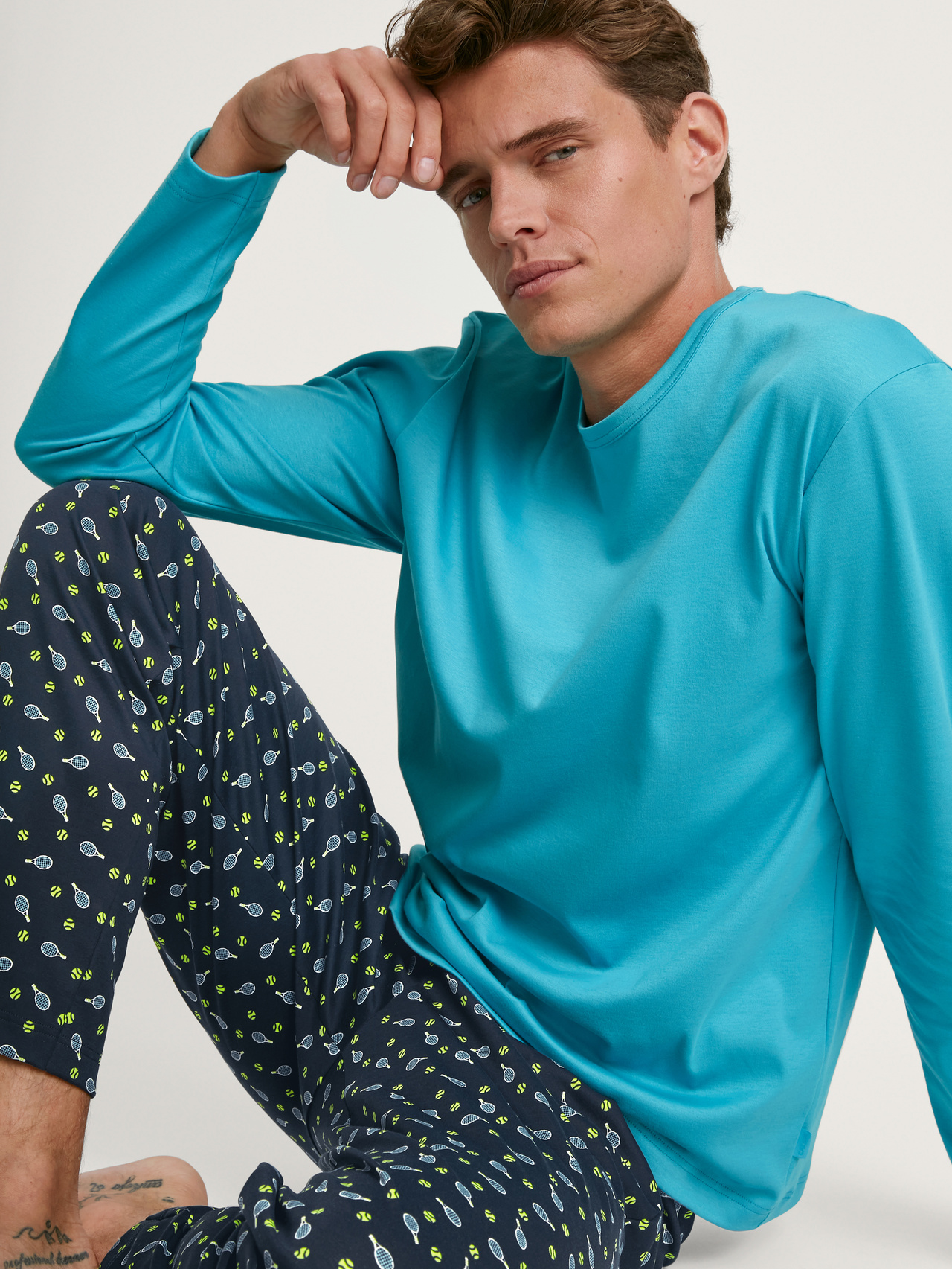 CALIDA Relax Enjoy Pyjama, langfür Herren, XXL, Blau, Entspannen & genießen in 100% Baumwolle