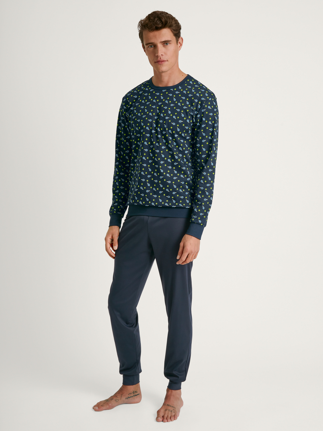 CALIDA Relax Enjoy Bündchen-Pyjamafür Herren, XXL, Blau, Entspannen & genießen in 100% Baumwolle