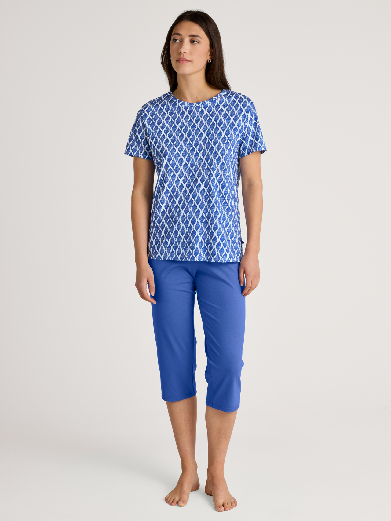 Vlazom Pigiama Donna Estivo,Pigiami Camicie da Notte Donna Maniche Corte e 3/4 Pantaloni Capri con Pigiama Donna Set Pigiama 2 Pezzi,L,Stella Azzurra Vlazom Pigiama Donna Estivo,Pigiami Camicie da Notte Donna Maniche Corte e 3/4 Pantaloni Capri con Pigiama Donna Set Pigiama 2 Pezzi,L,Stella Azzurra