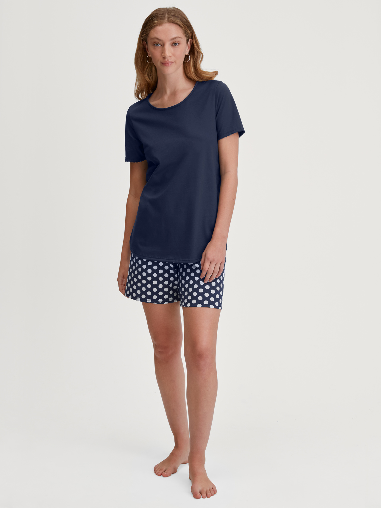 CALIDA Cotton Special Kurz-Pyjamafür Damen, XS, Blau, Himmlischer Schlafkomfort