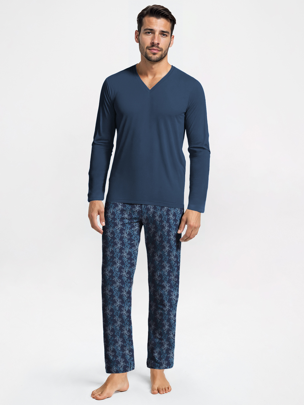 CALIDA Nightwear Xtra Pyjama, langfür Herren, S, Blau, Exklusiv, weich & luxuriös – für erholsame Nächte