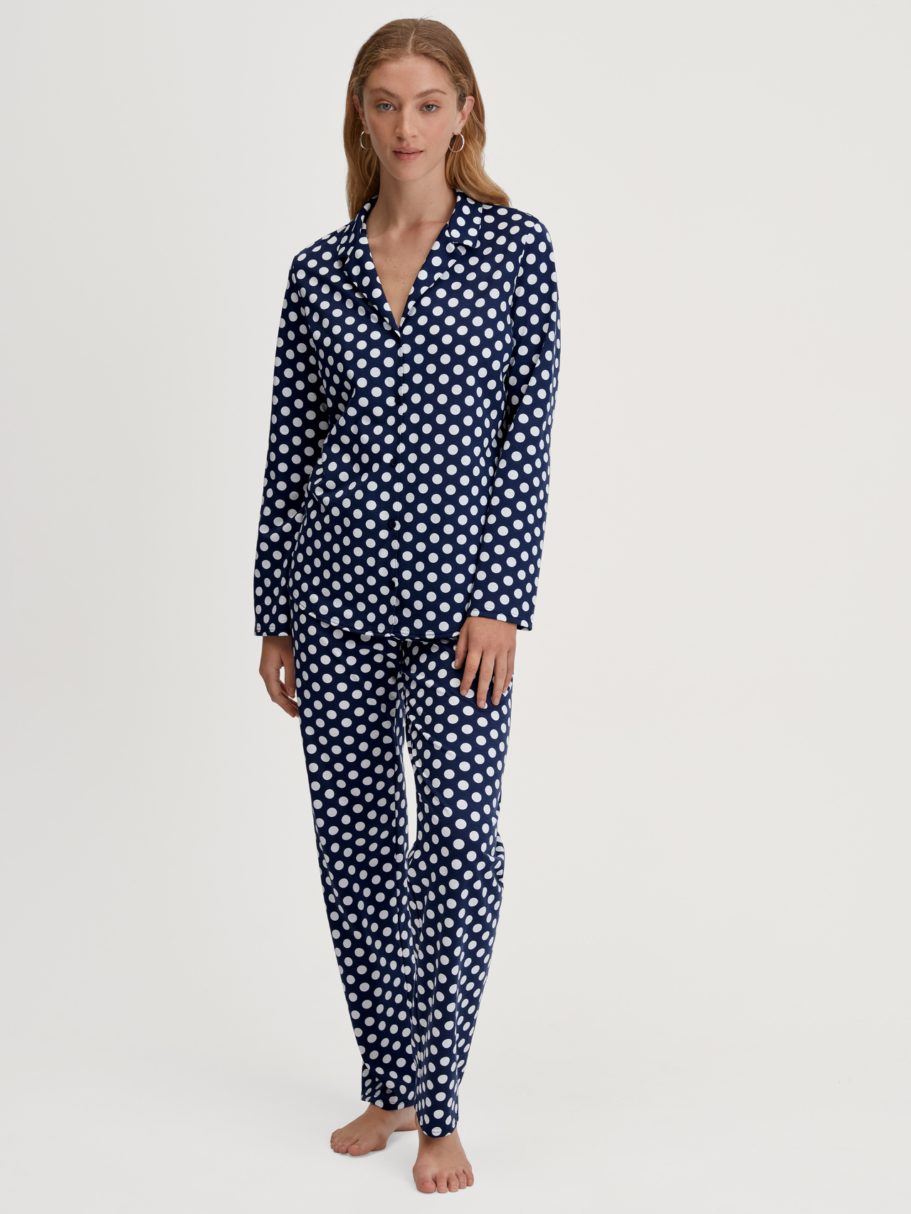 CALIDA Cotton Special Pyjama, durchgeknöpftfür Damen, M, Blau, Rundum komfortabler Schlaf