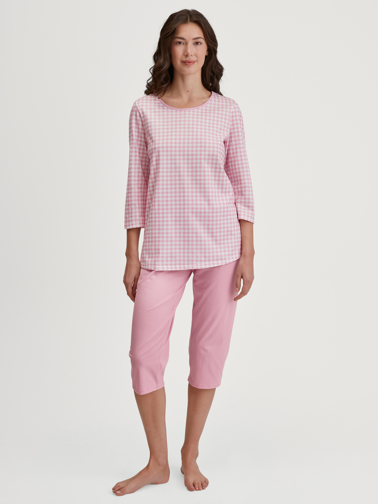CALIDA Cotton Special 3/4-Pyjamafür Damen, M, Rosa, Himmlischer Schlafkomfort