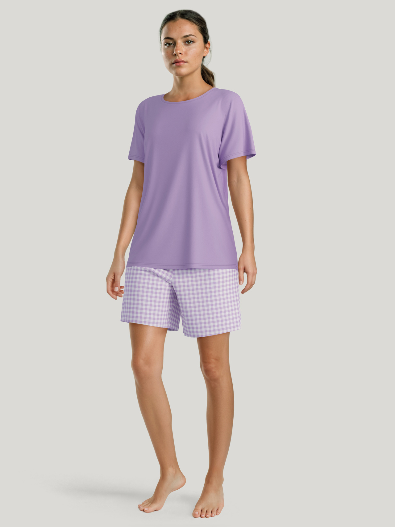 CALIDA Nightwear Xtra Kurz-Pyjamafür Damen, XS, Violett, Schlafkomfort aus 100% Baumwolle