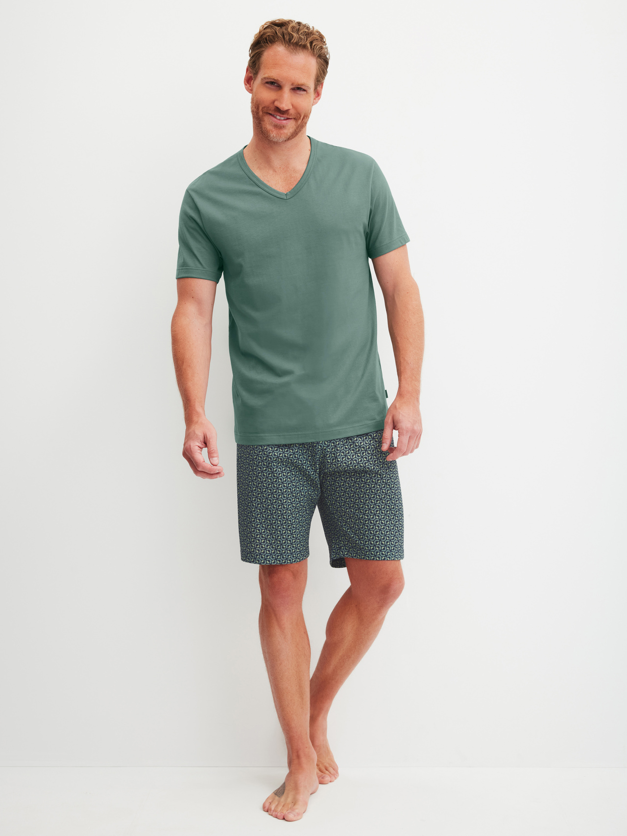 CALIDA Cotton Special Kurz-Pyjamafür Herren, S, Grün, Cotton Special