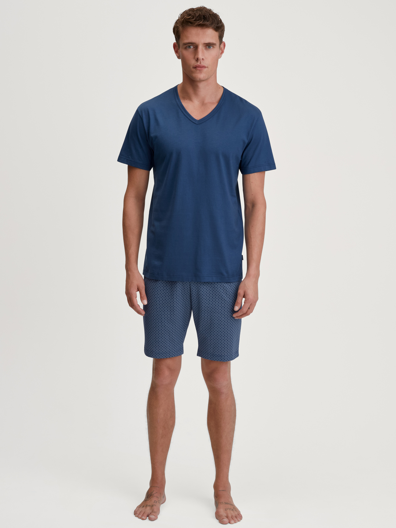 CALIDA Cotton Special Kurz-Pyjamafür Herren, XXL, Blau, Cotton Special