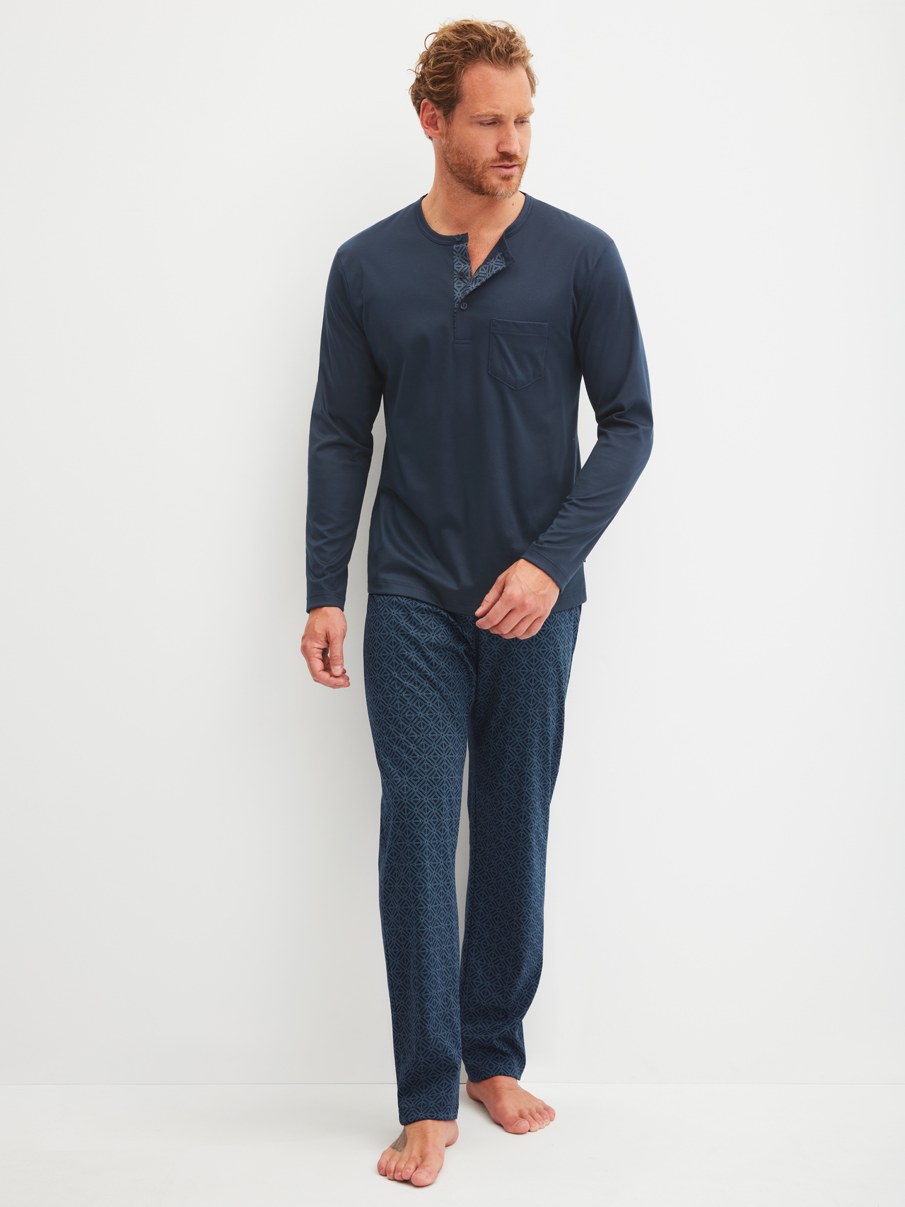 CALIDA Relax Selected 2 Pyjama, langfür Herren, S, Blau, Zum Relaxen auserwählt!