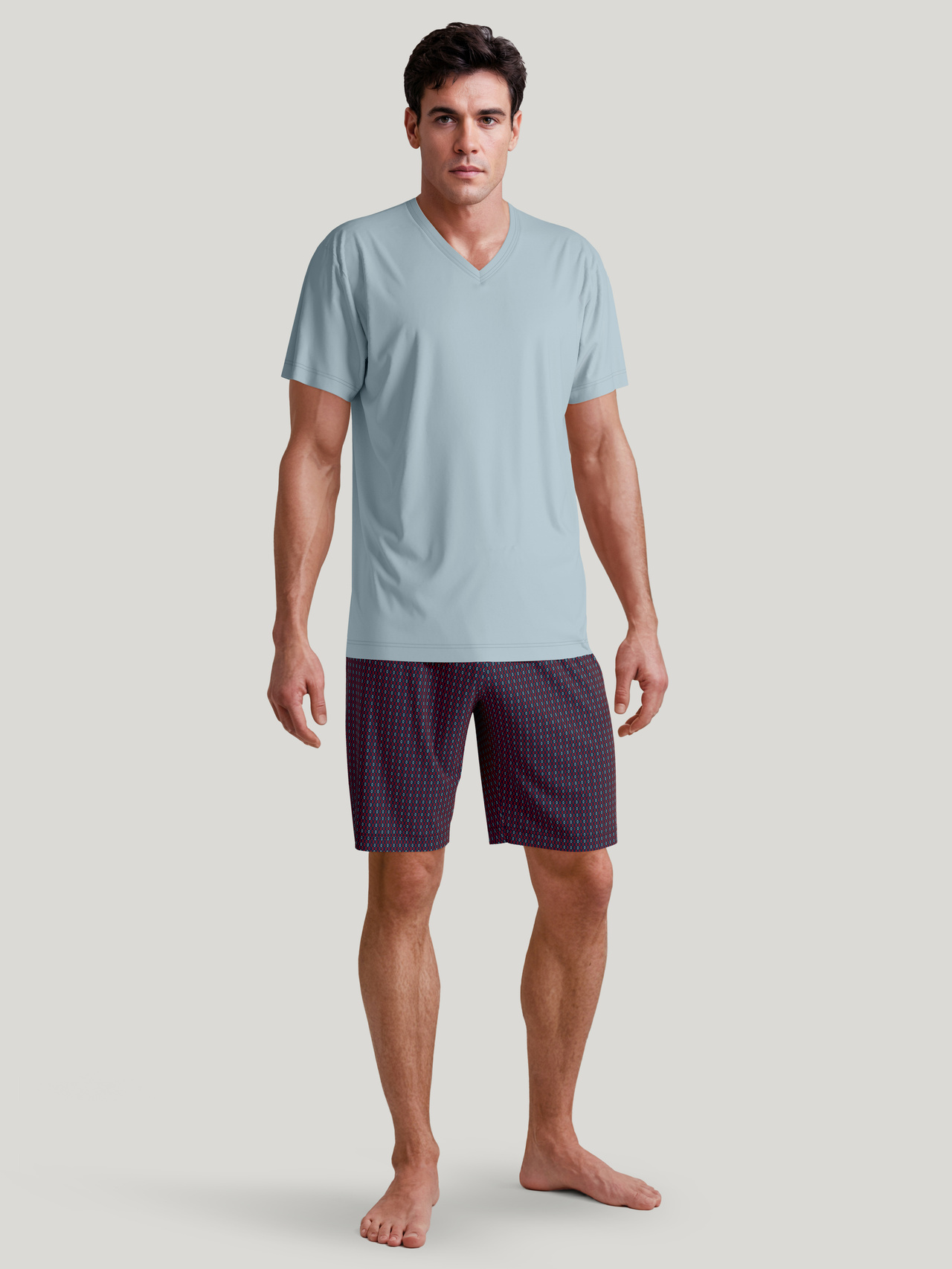 CALIDA Nightwear Xtra Kurz-Pyjamafür Herren, S, Blau, Hoher Tragekomfort aus 100% Baumwolle