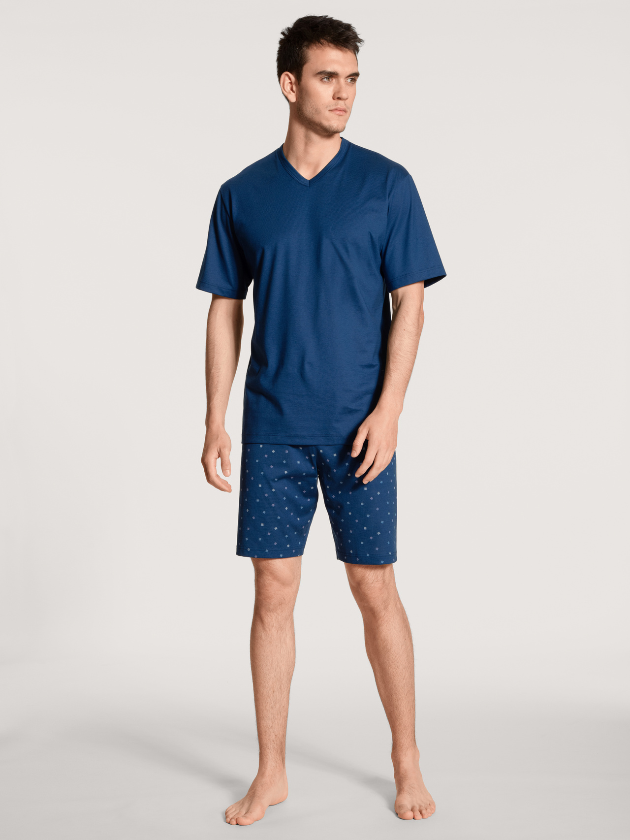 CALIDA Nightwear Xtra Kurz-Pyjamafür Herren, M, Blau, Hoher Tragekomfort aus 100% Baumwolle