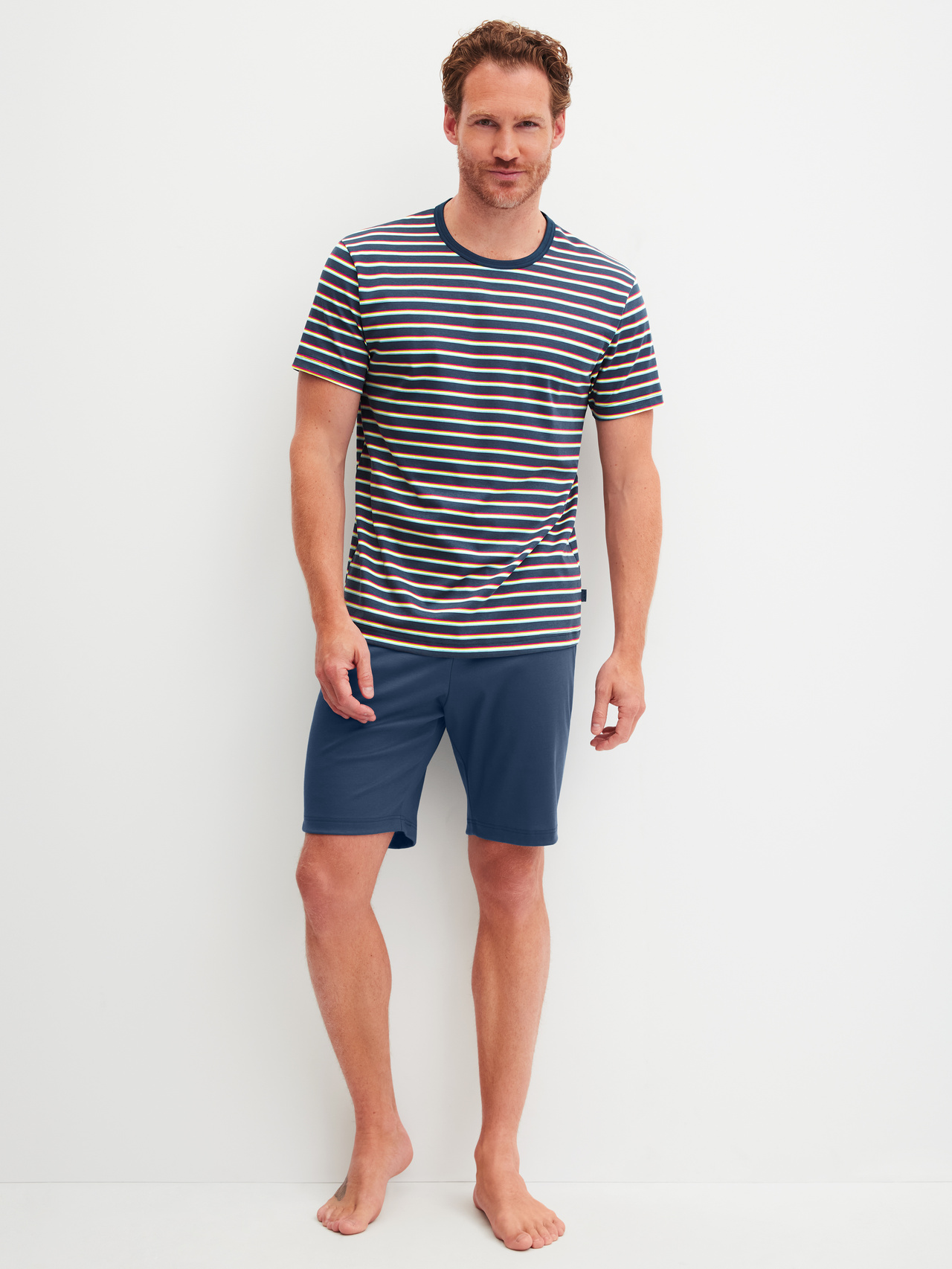 CALIDA Relax Streamline 3 Kurz-Pyjamafür Herren, XL, Blau, Für Streifenliebhaber