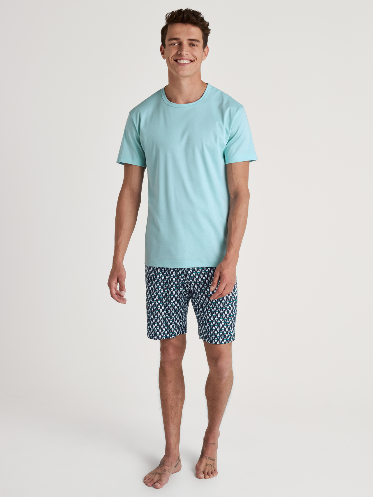 CALIDA Relax Streamline 2 Kurz-Pyjamafür Herren, L, Blau, Absoluter Komfort für jede Nacht