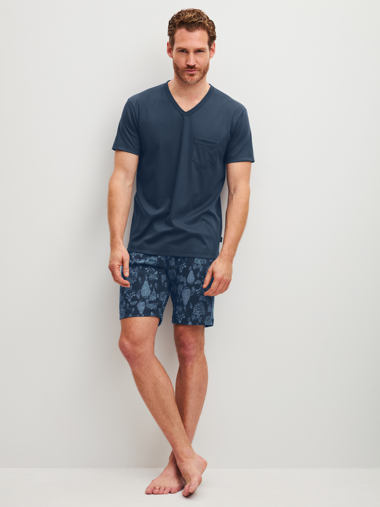 CALIDA Relax Streamline 1 Kurz-Pyjamafür Herren, S, Blau, Absoluter Komfort für jede Nacht
