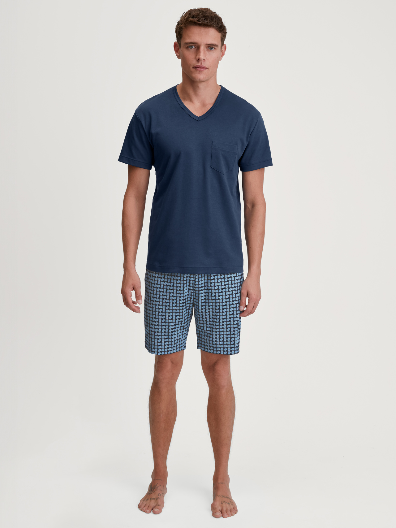 CALIDA Relax Streamline 2 Kurz-Pyjamafür Herren, L, Blau, Absoluter Komfort für jede Nacht