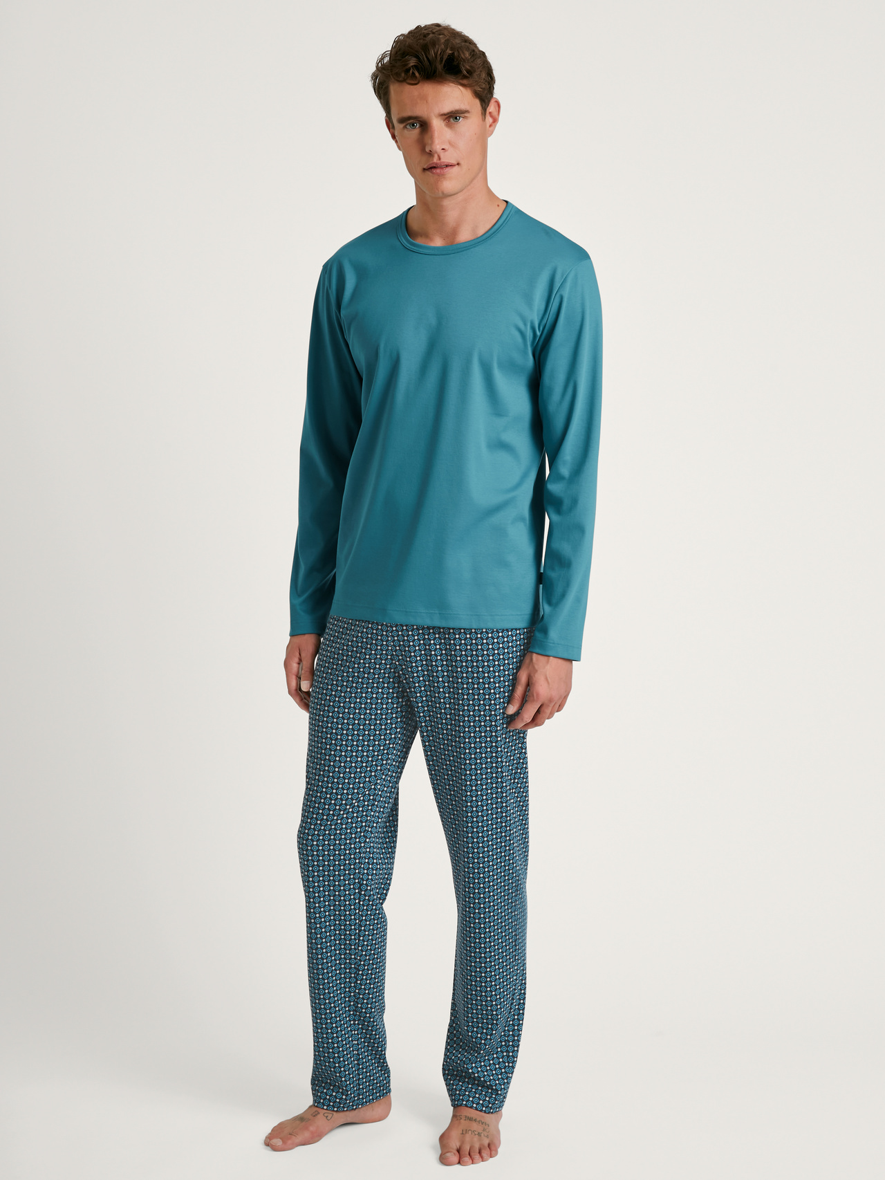 CALIDA Relax Streamline 3 Pyjama, langfür Herren, M, Türkis, Absoluter Komfort für jede Nacht