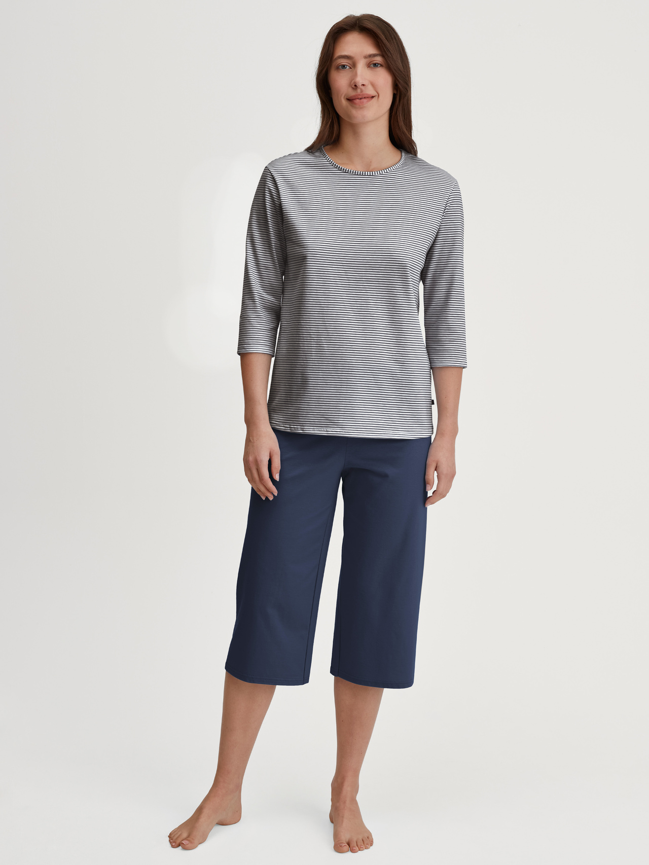 CALIDA Cotton Special Capri-Pyjamafür Damen, S, Blau, Verliebt in erholsame Nächte in hochwertiger Qualität