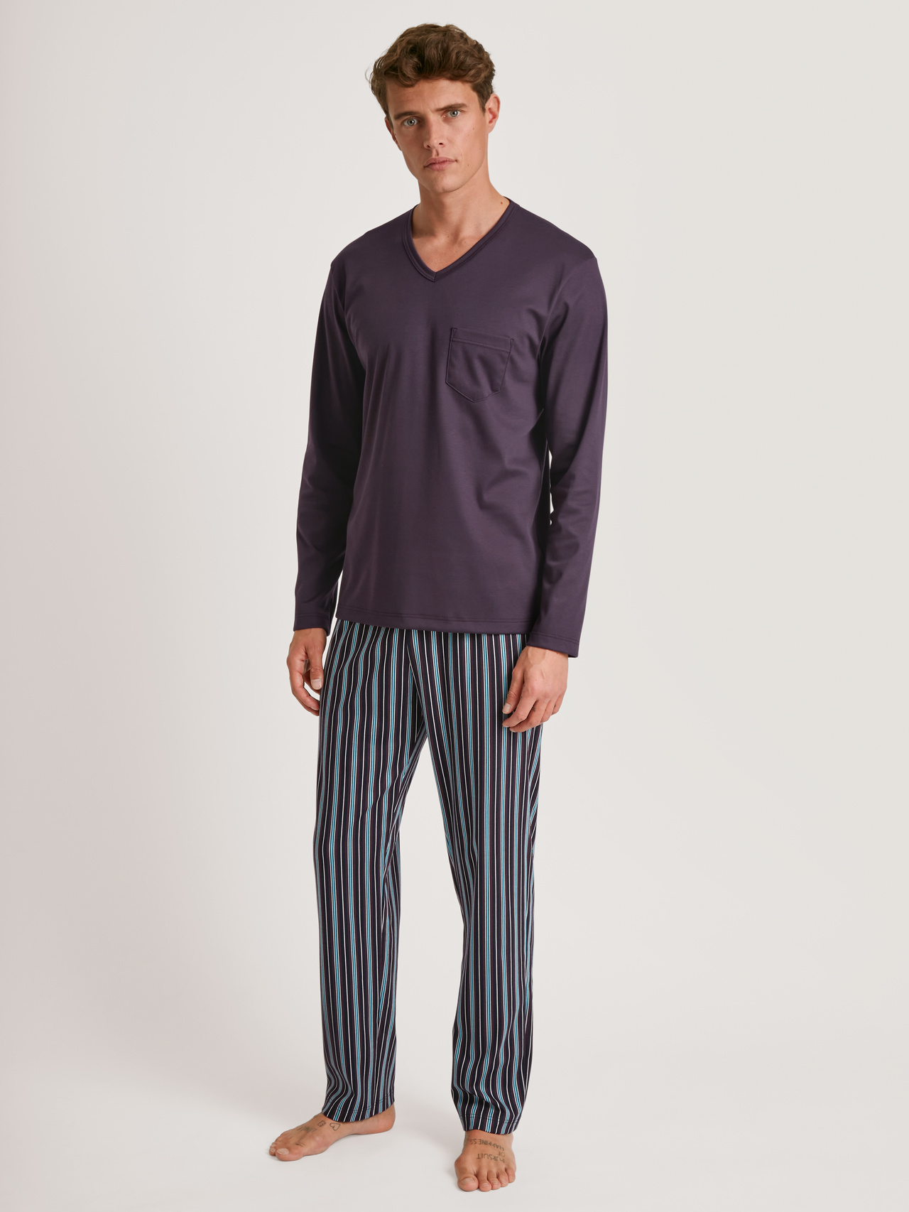 CALIDA Relax Streamline 6 Pyjama, langfür Herren, S, Türkis, Absoluter Komfort für jede Nacht