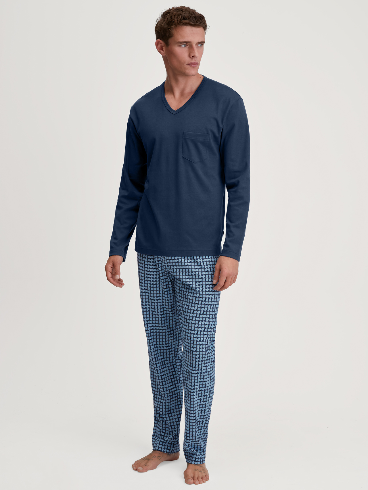 CALIDA Relax Streamline 2 Pyjama, langfür Herren, S, Blau, Absoluter Komfort für jede Nacht
