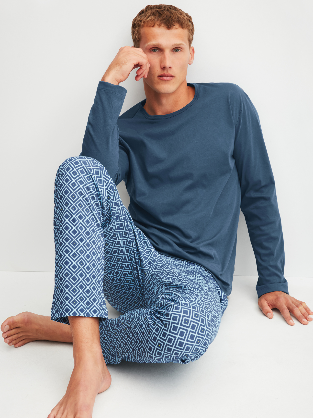 CALIDA Relax Streamline 2 Pyjama, langfür Herren, XL, Blau, Absoluter Komfort für jede Nacht
