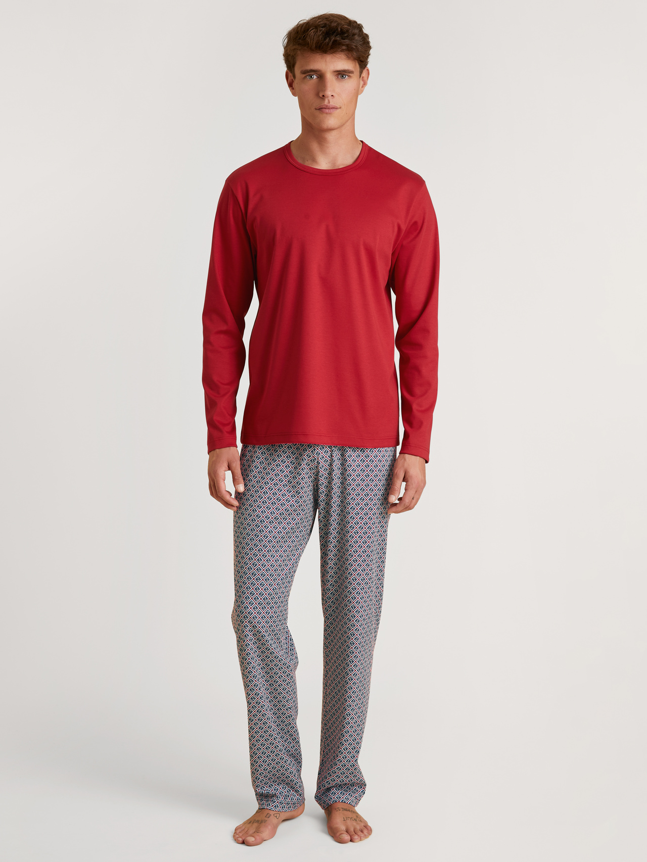 CALIDA Relax Streamline 2 Pyjama, langfür Herren, S, Rot, Voller Komfort