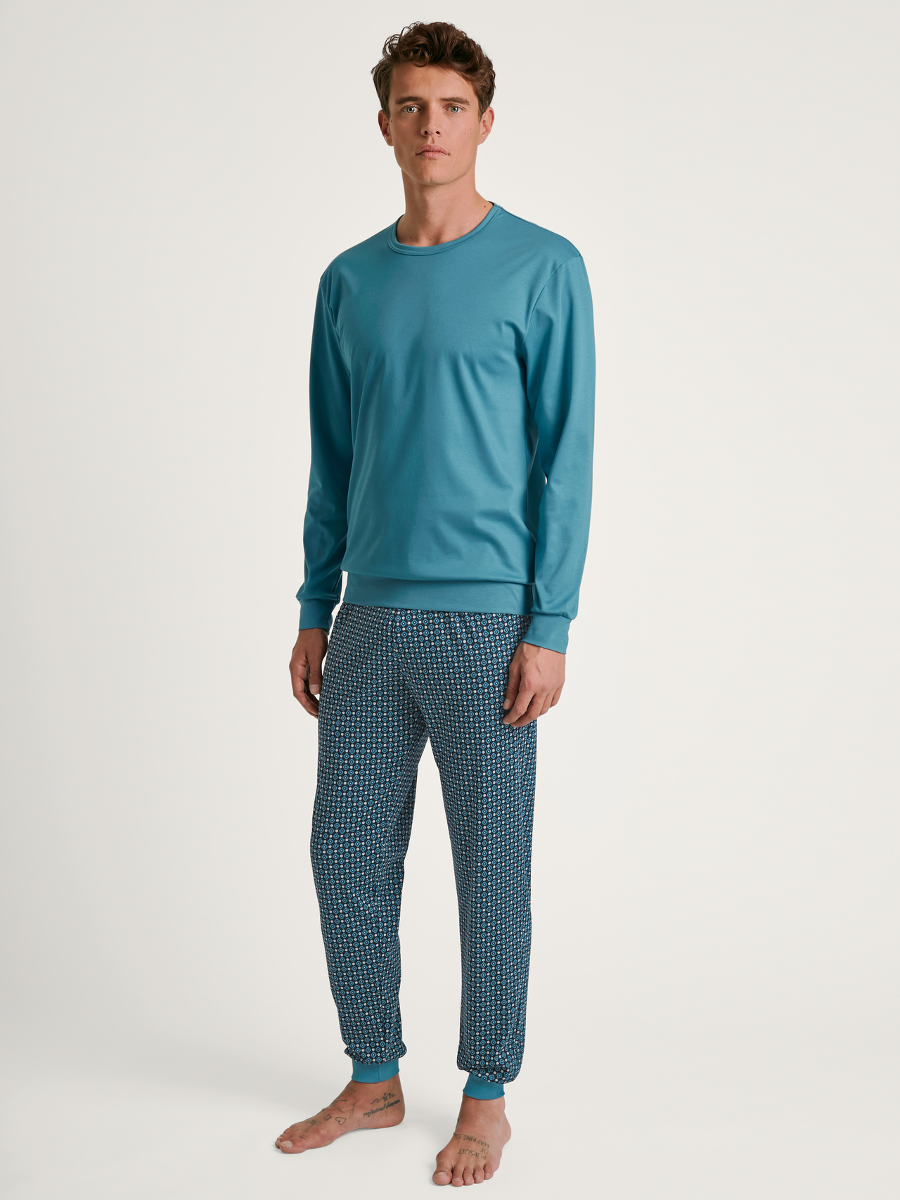 CALIDA Relax Streamline 3 Bündchen-Pyjamafür Herren, XXL, Türkis, Absoluter Komfort für jede Nacht