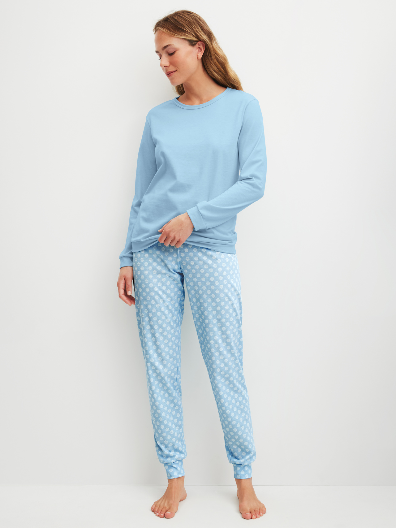 CALIDA Lovely Nights Bündchen-Pyjamafür Damen, S, Blau, Verliebt in erholsame Nächte in hochwertiger Qualität