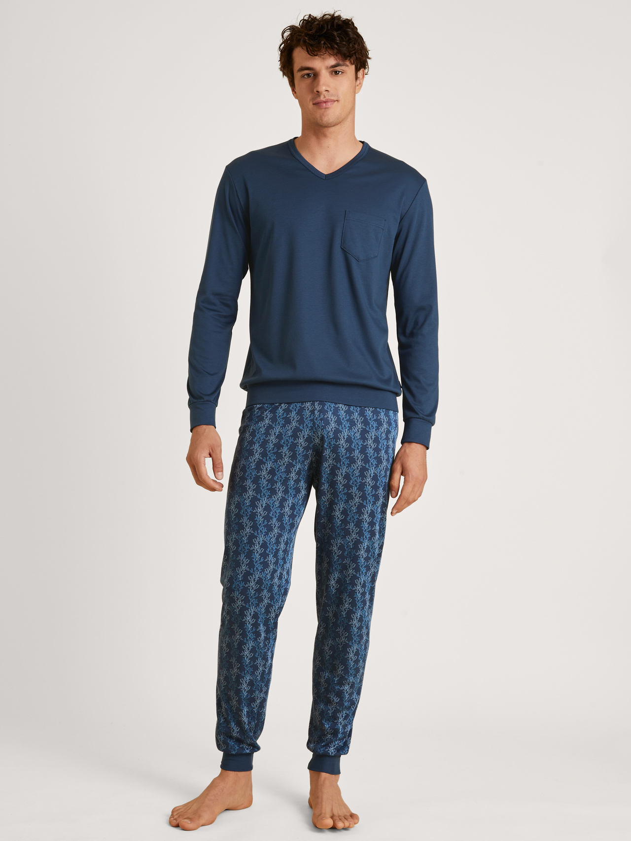 CALIDA Relax Choice 2 Bündchen-Pyjamafür Herren, XXL, Blau, Partner zum Relaxen!