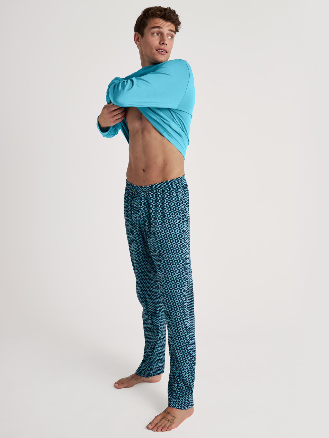 CALIDA Relax Streamline 1 Pyjama, langfür Herren, M, Türkis, Absoluter Komfort für jede Nacht