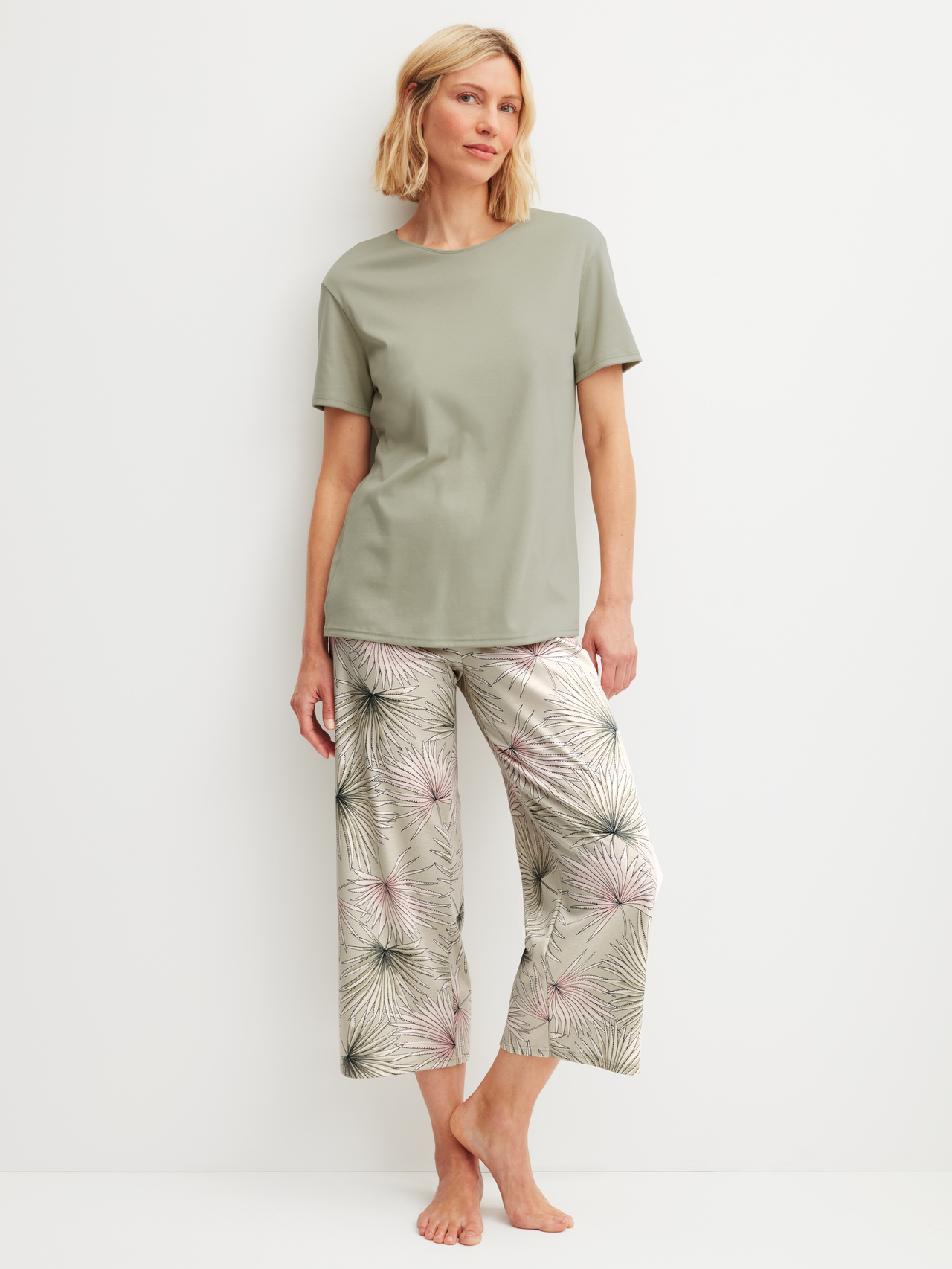 CALIDA Leaf Dreams 7/8-Pyjamafür Damen, XL, Grün,