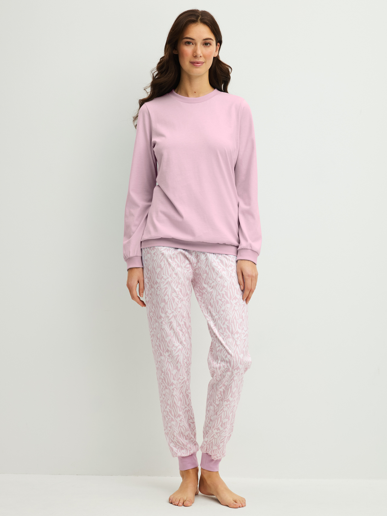 CALIDA Blooming Nights Bündchen-Pyjamafür Damen, S, Violett,Rosa,