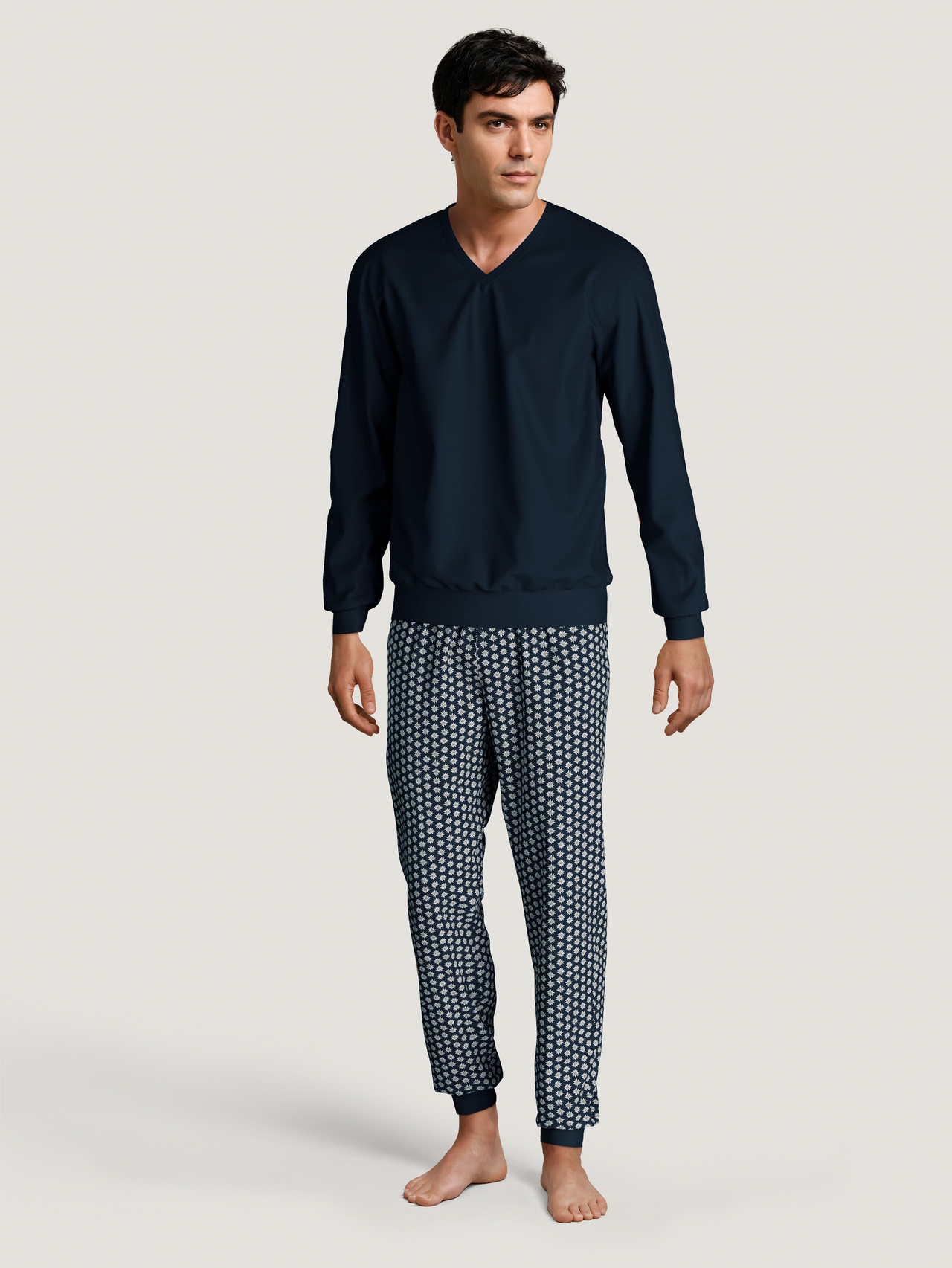 CALIDA Season Special Bündchen-Pyjamafür Herren, S, Blau, Voller Komfort aus 100% Baumwolle