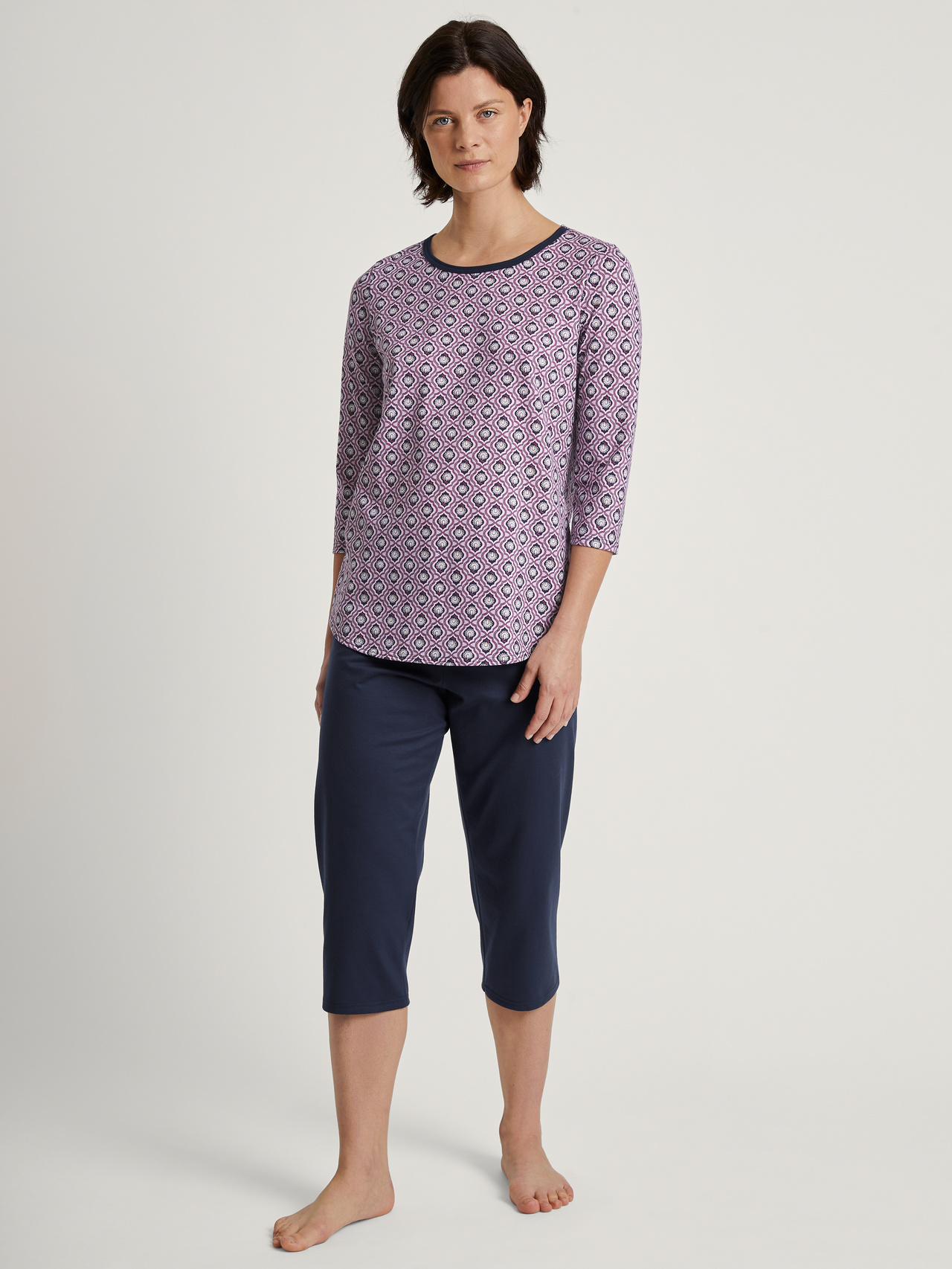 CALIDA Lovely Nights 3/4-Pyjamafür Damen, XS, Violett, Verliebt in erholsame Nächte